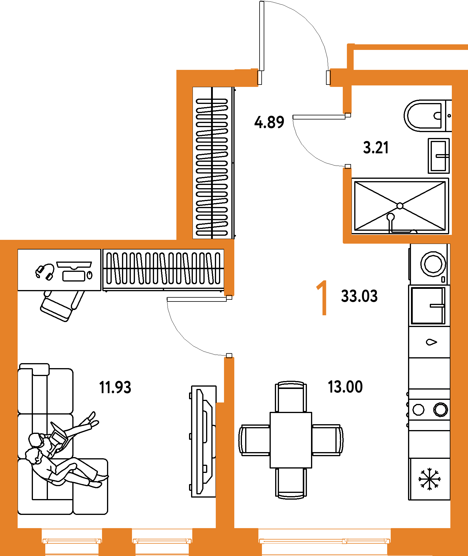 Купить 1-комнатную квартиру 33.03м², этаж №11 кв №108 в ЖК 