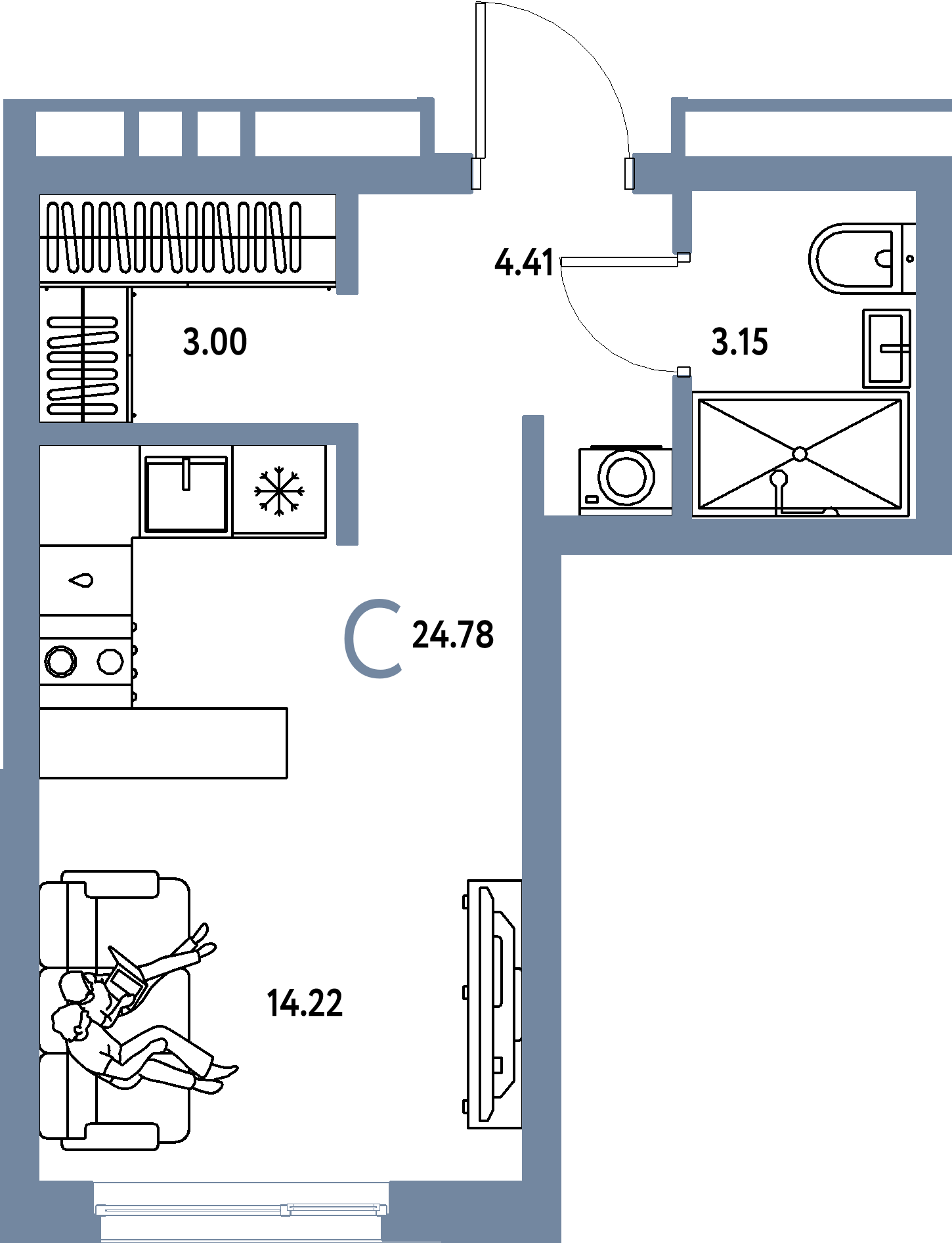 ЖК "Домашний"-Студия 24.78 м²