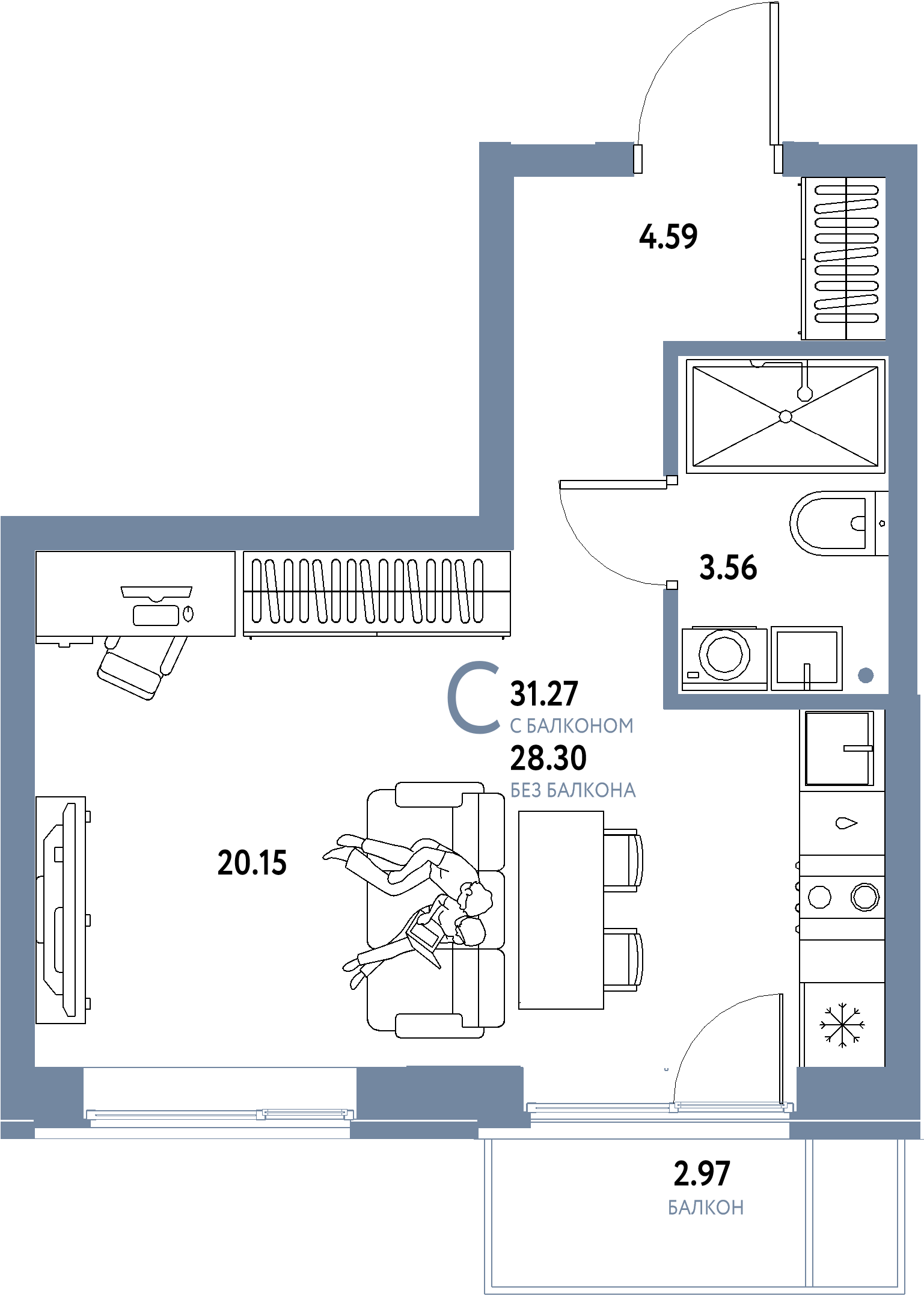 ЖК "Домашний"-Студия 31.27 м²