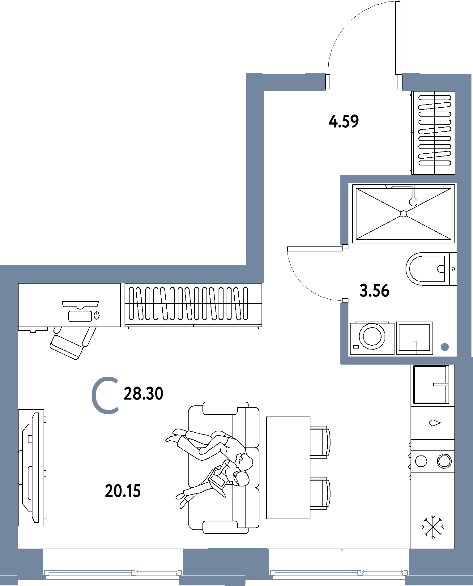 ЖК "Домашний"-Студия 28.3 м²