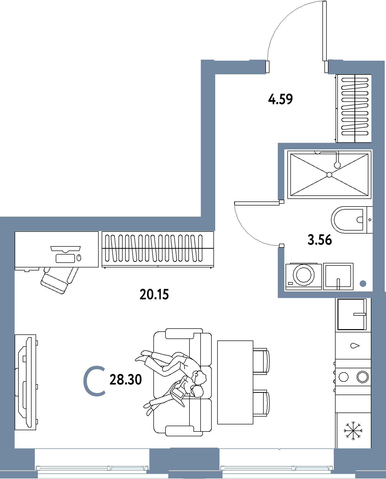 ЖК "Домашний"-Студия 28.3 м²