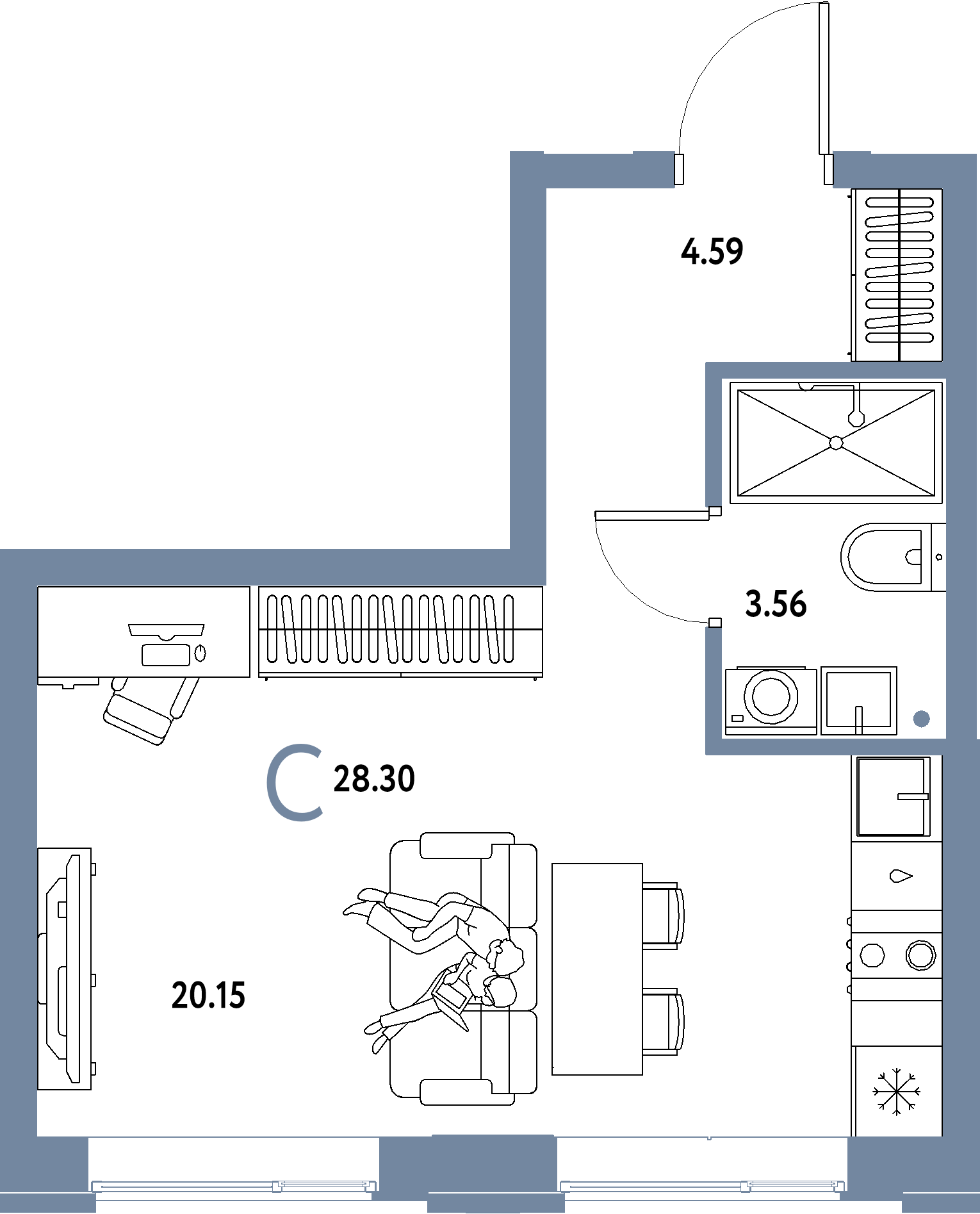 ЖК "Домашний"-Студия 28.3 м²