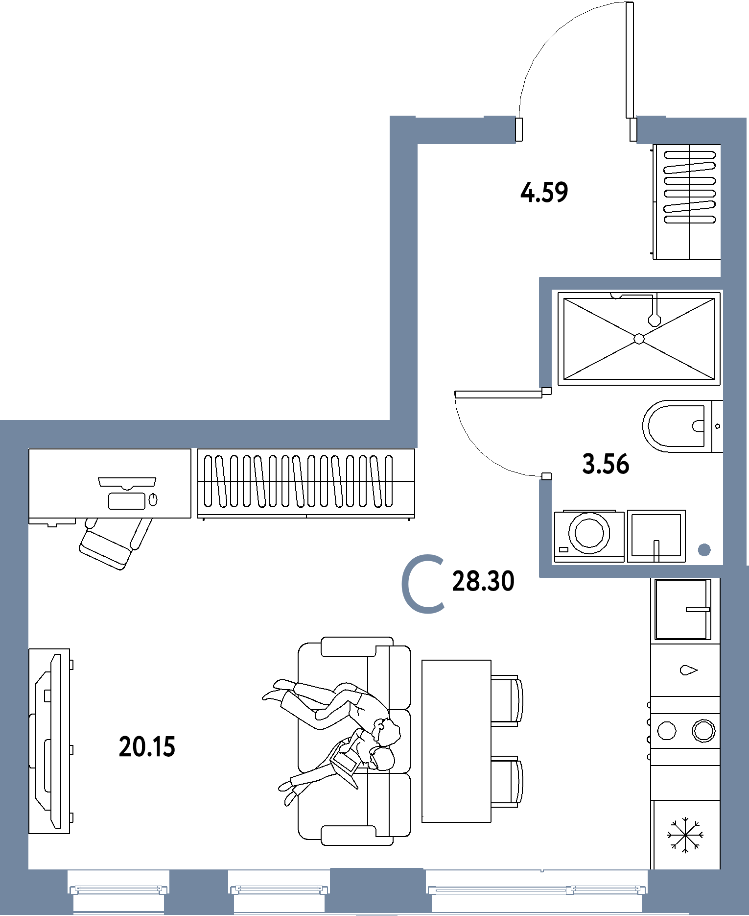 ЖК "Домашний"-Студия 28.3 м²
