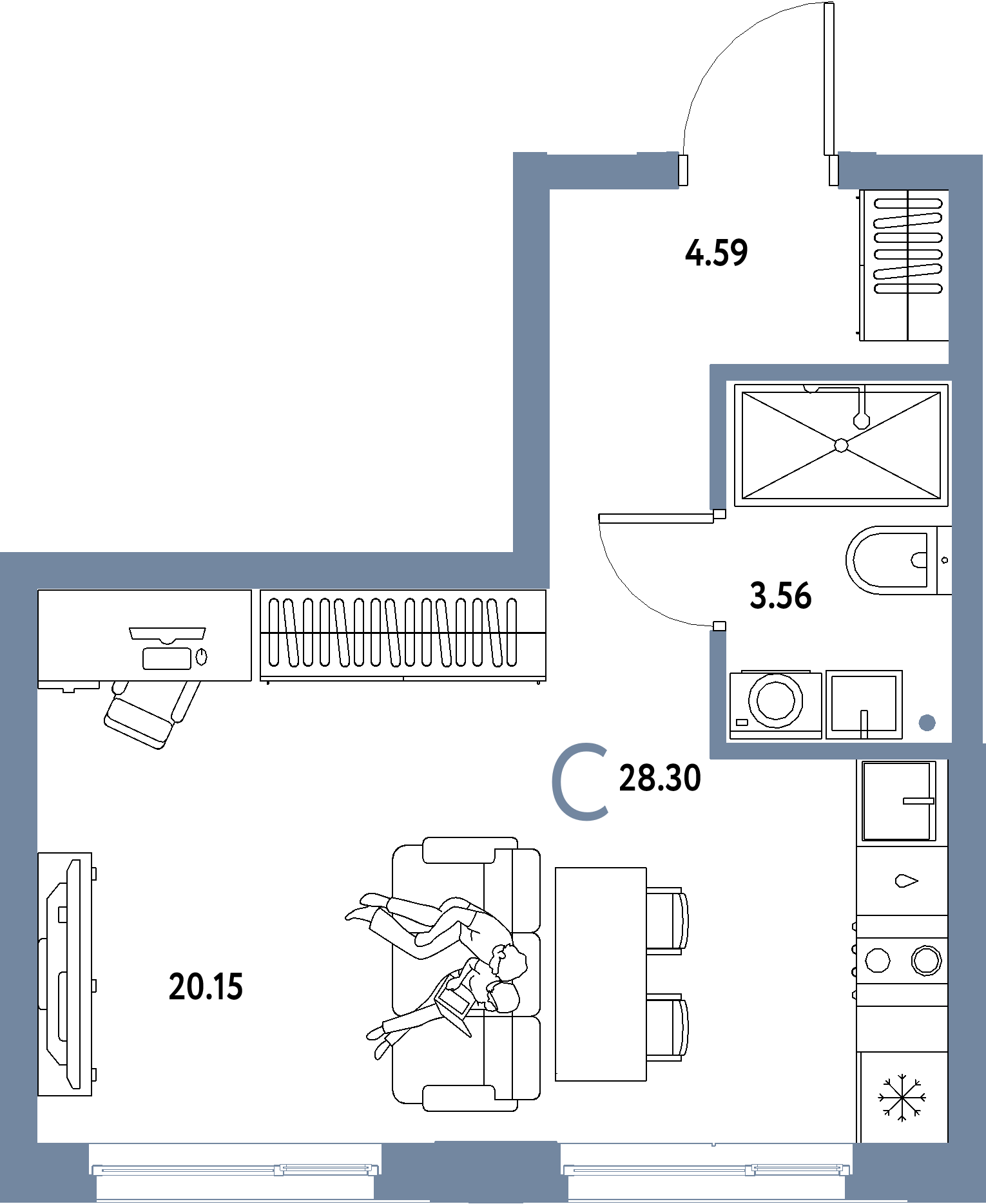 ЖК "Домашний"-Студия 28.3 м²