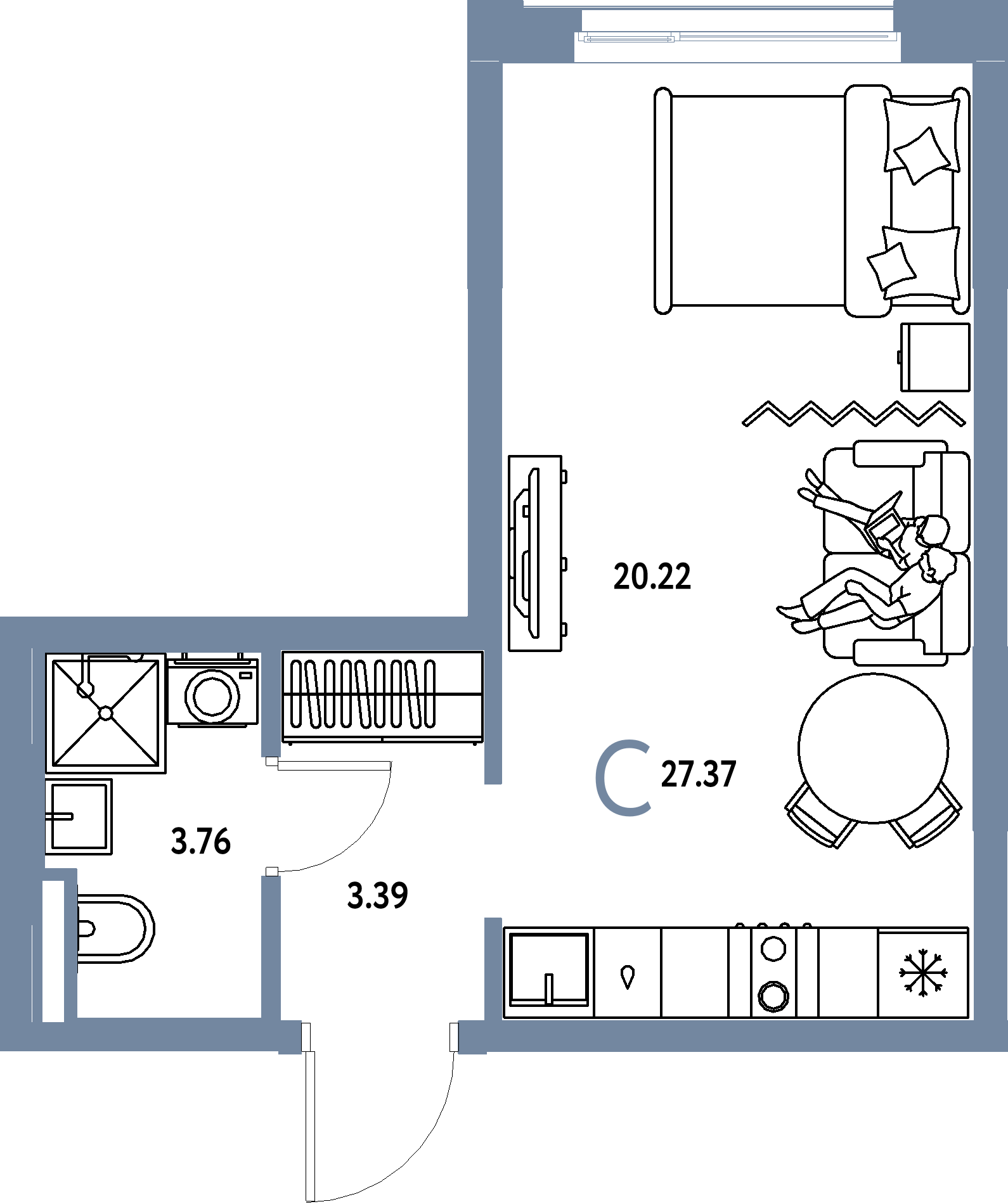 ЖК "Домашний"-Студия 27.37 м²