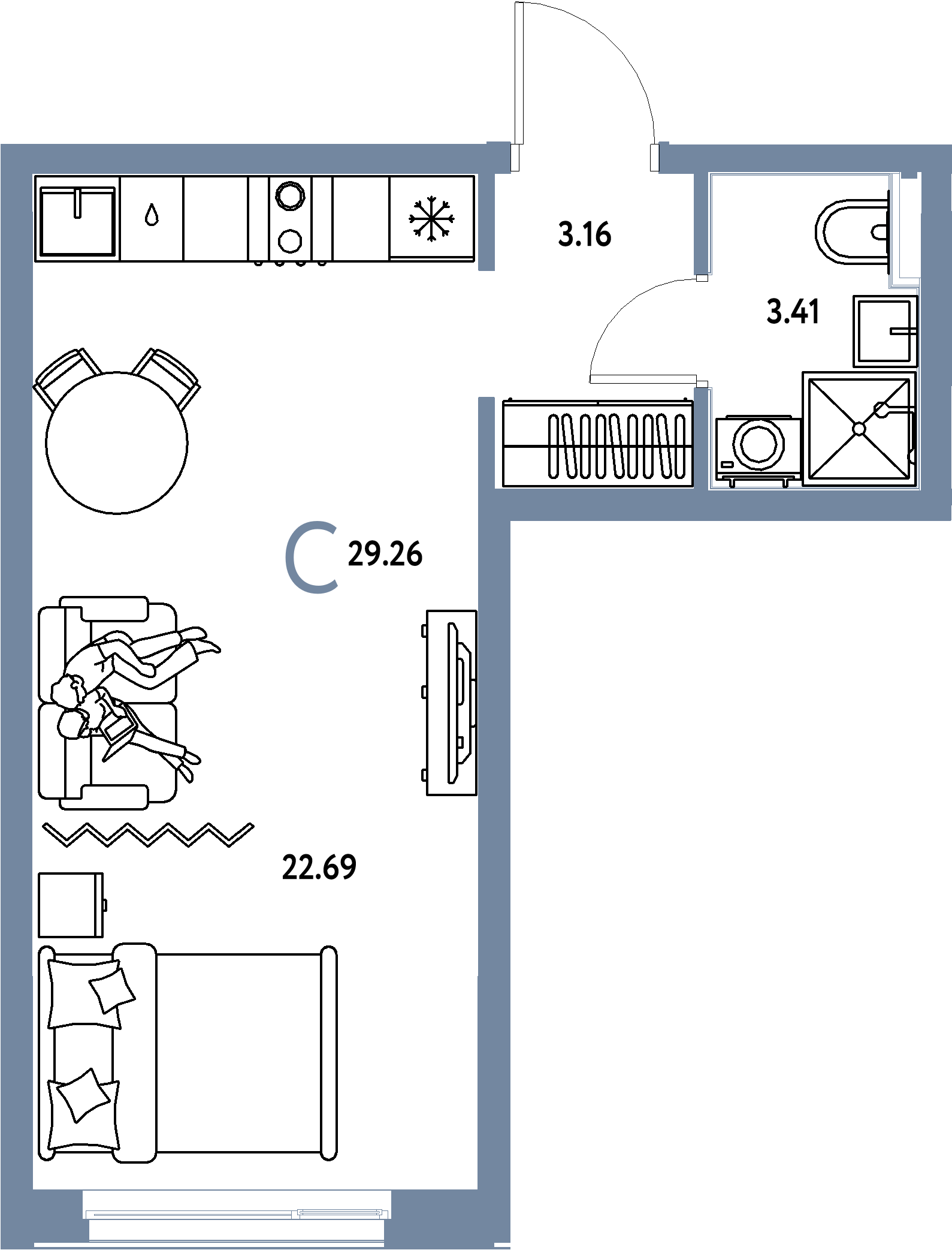 ЖК "Домашний"-Студия 29.26 м²
