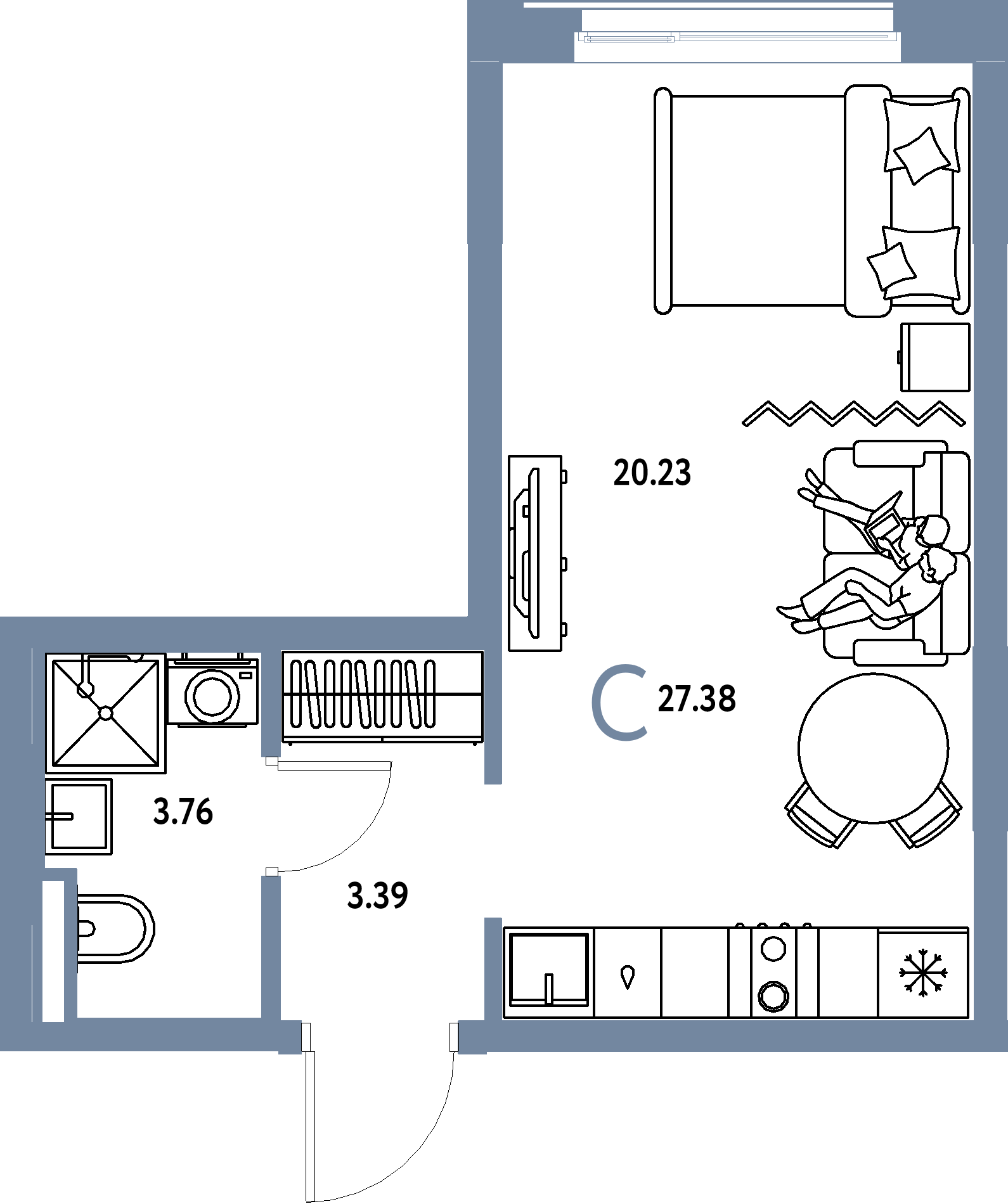 ЖК "Домашний"-Студия 27.38 м²