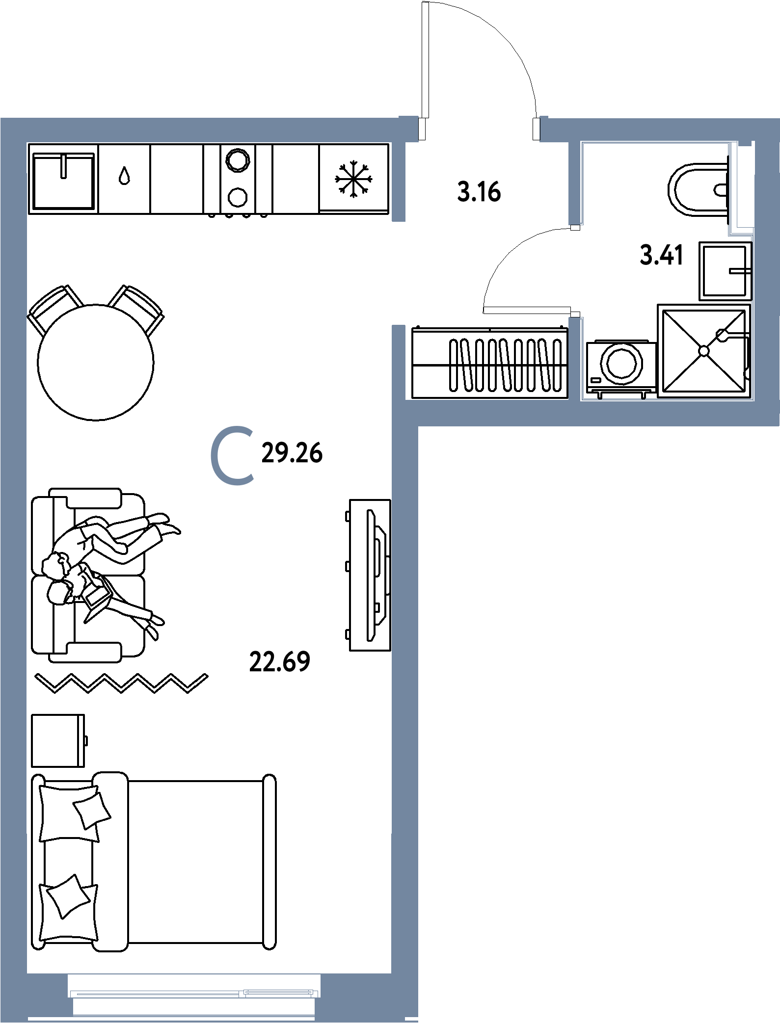 ЖК "Домашний"-Студия 29.26 м²