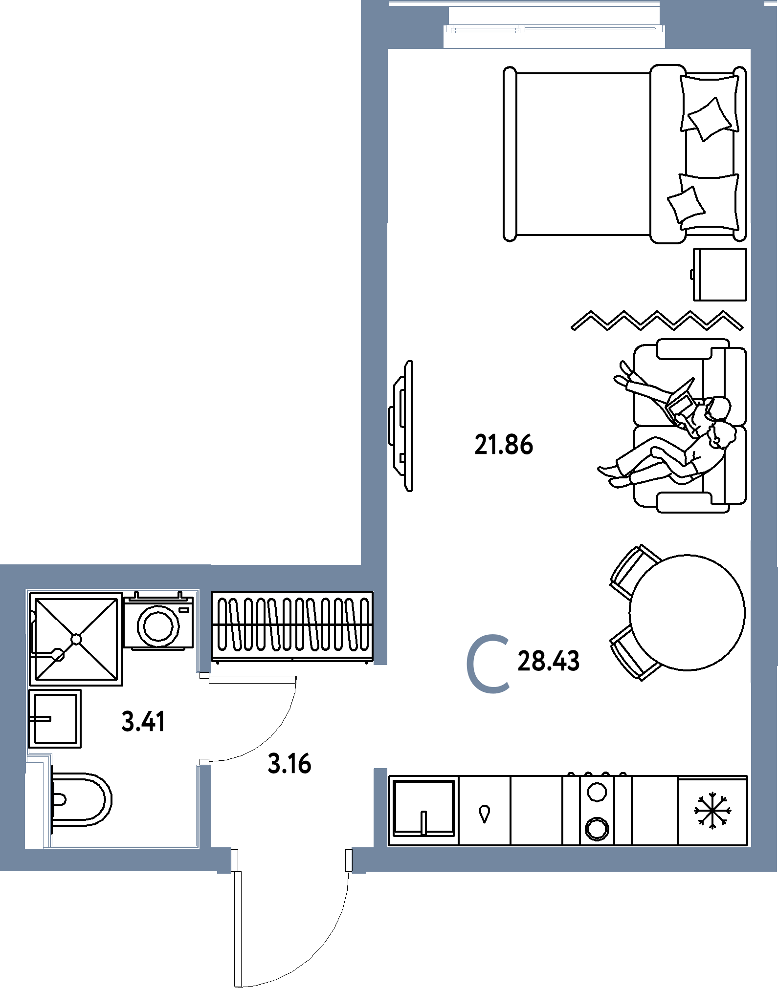 ЖК "Домашний"-Студия 28.43 м²
