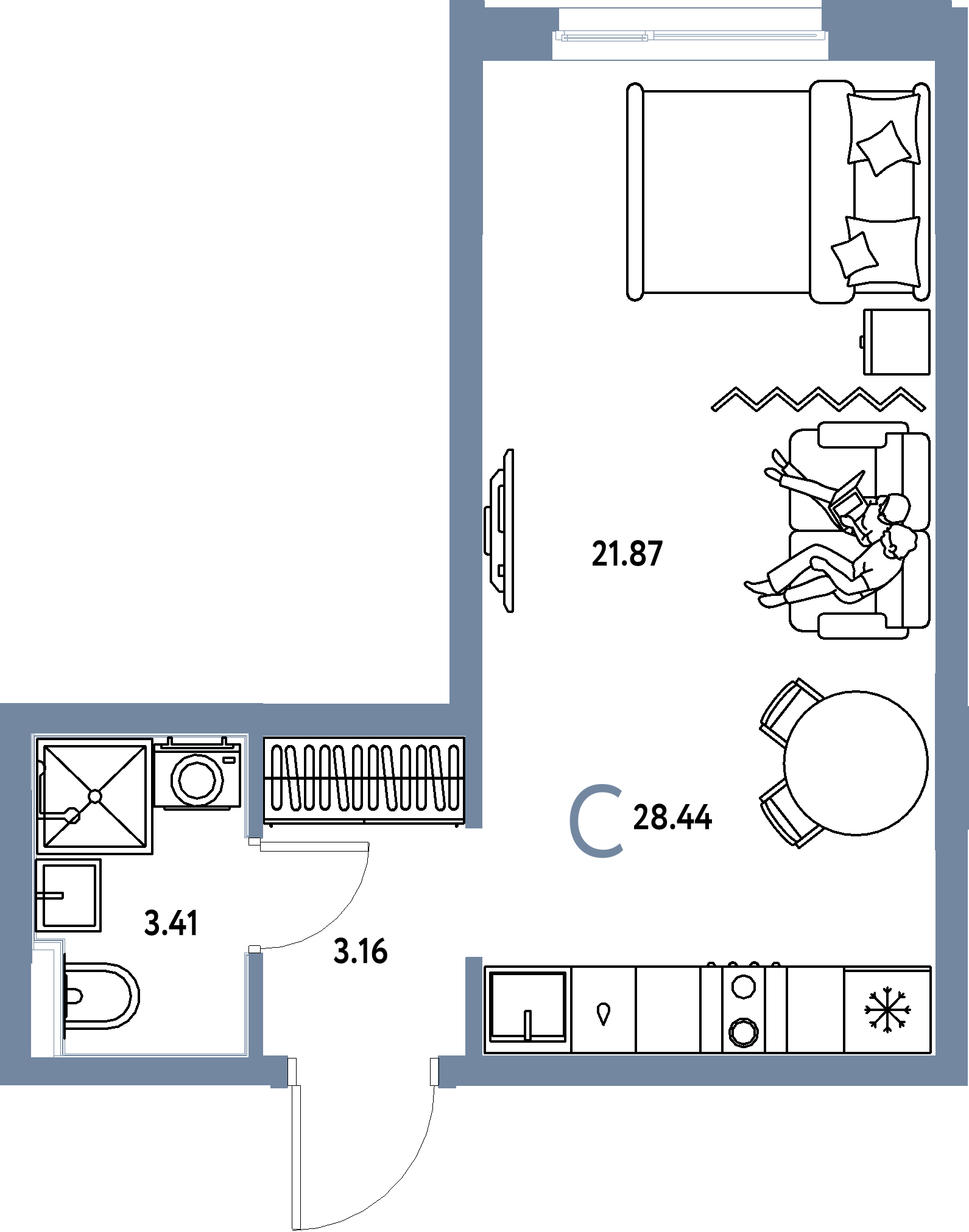 ЖК "Домашний"-Студия 28.44 м²
