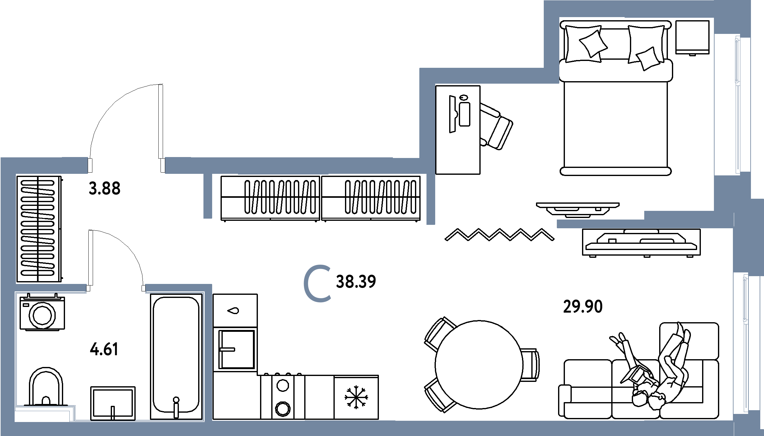ЖК "Домашний"-Студия 38.39 м²
