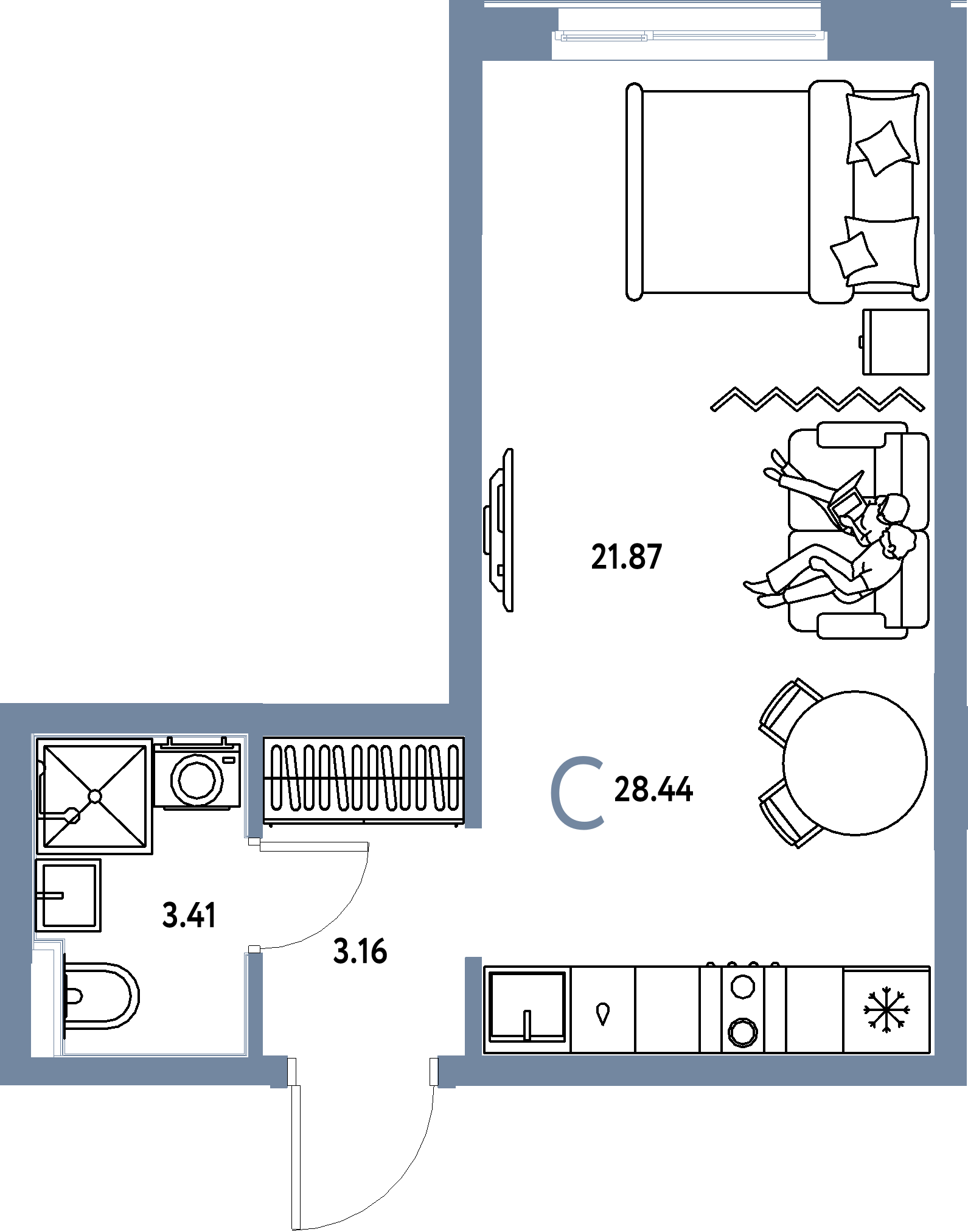 ЖК "Домашний"-Студия 28.44 м²