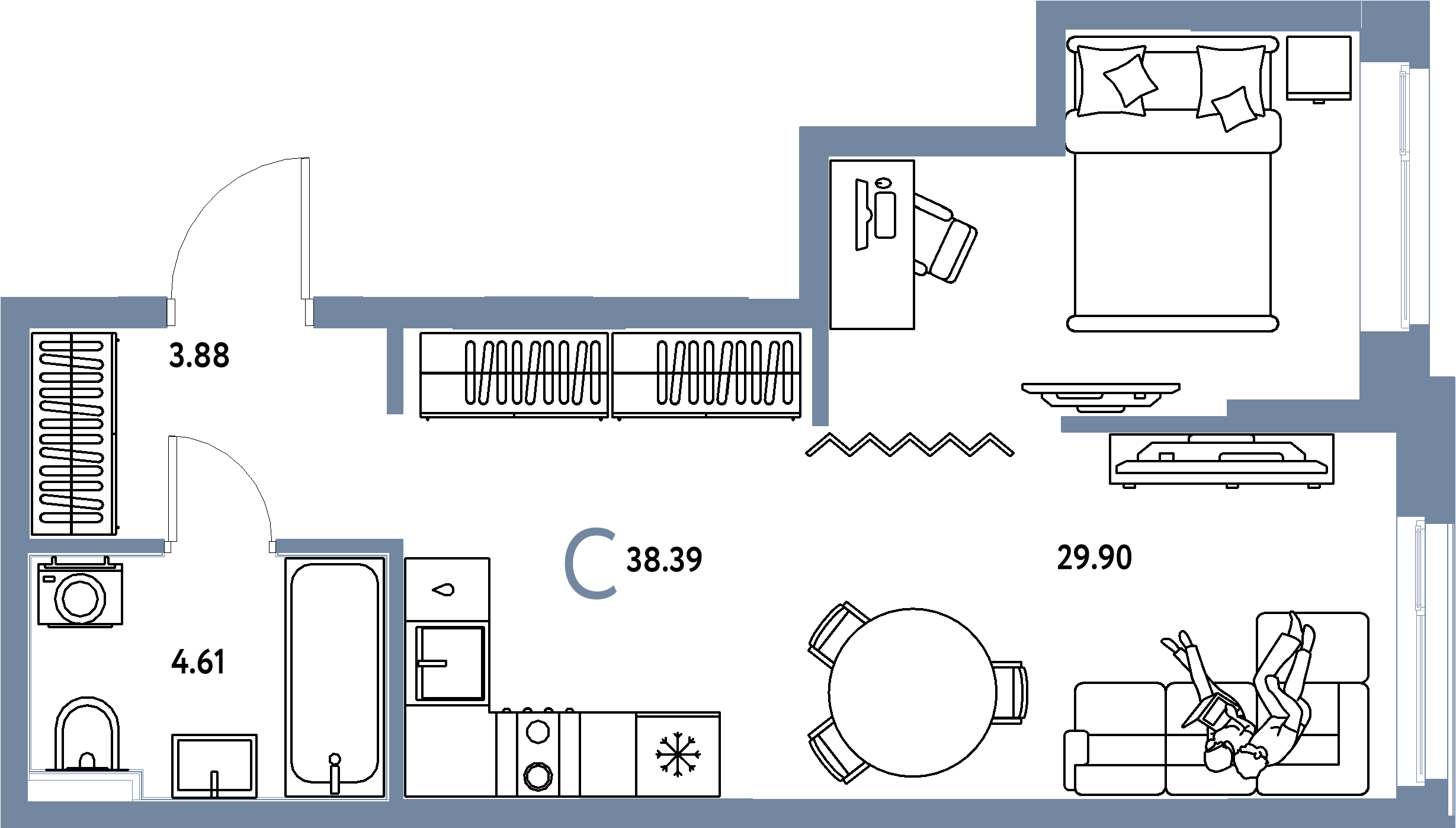 ЖК "Домашний"-Студия 38.39 м²