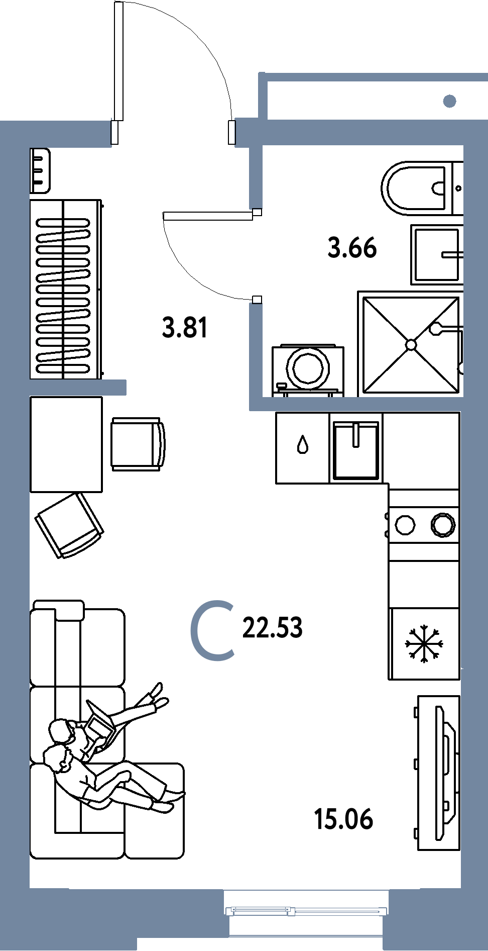 ЖК "Домашний"-Студия 22.53 м²
