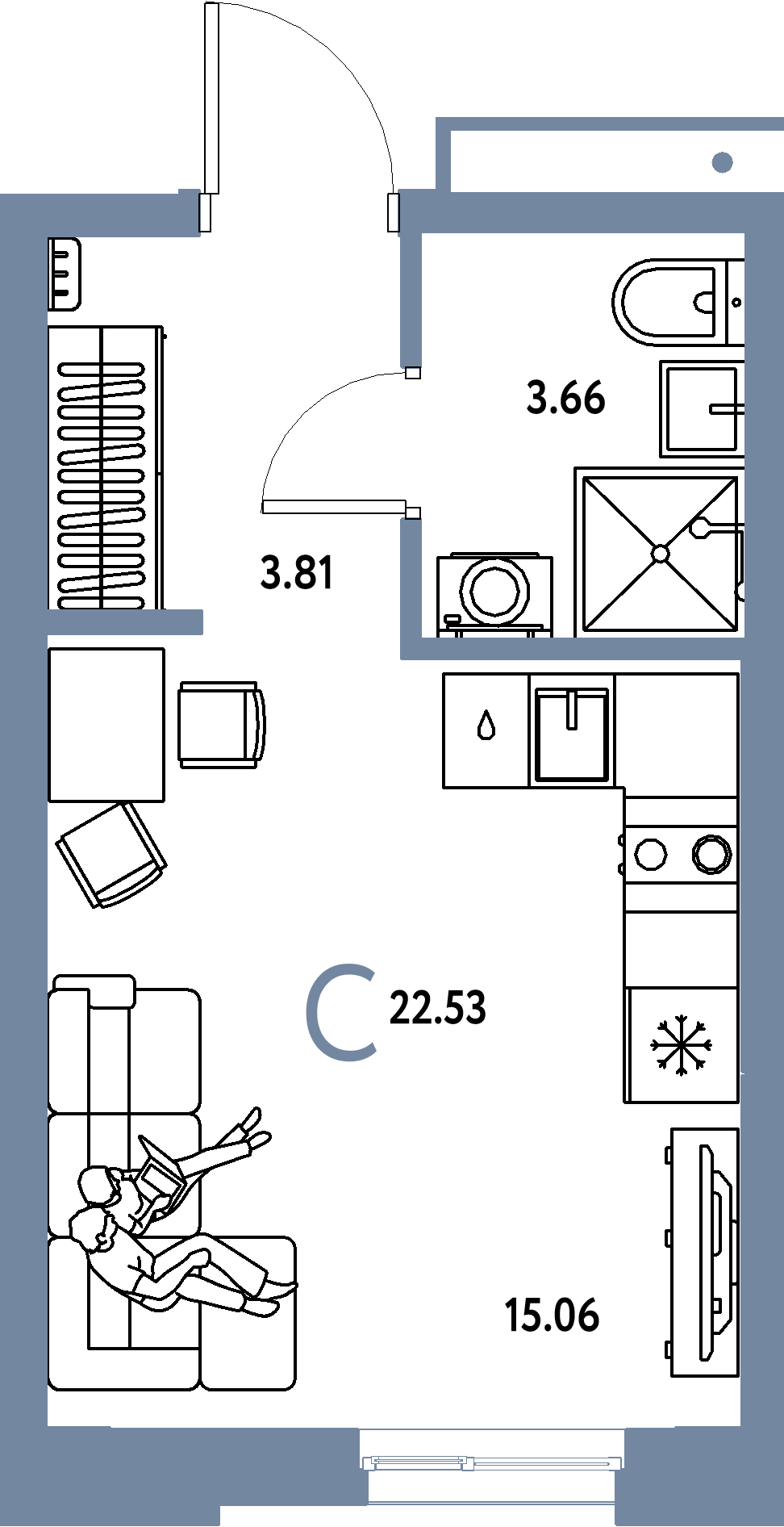 ЖК "Домашний"-Студия 22.53 м²