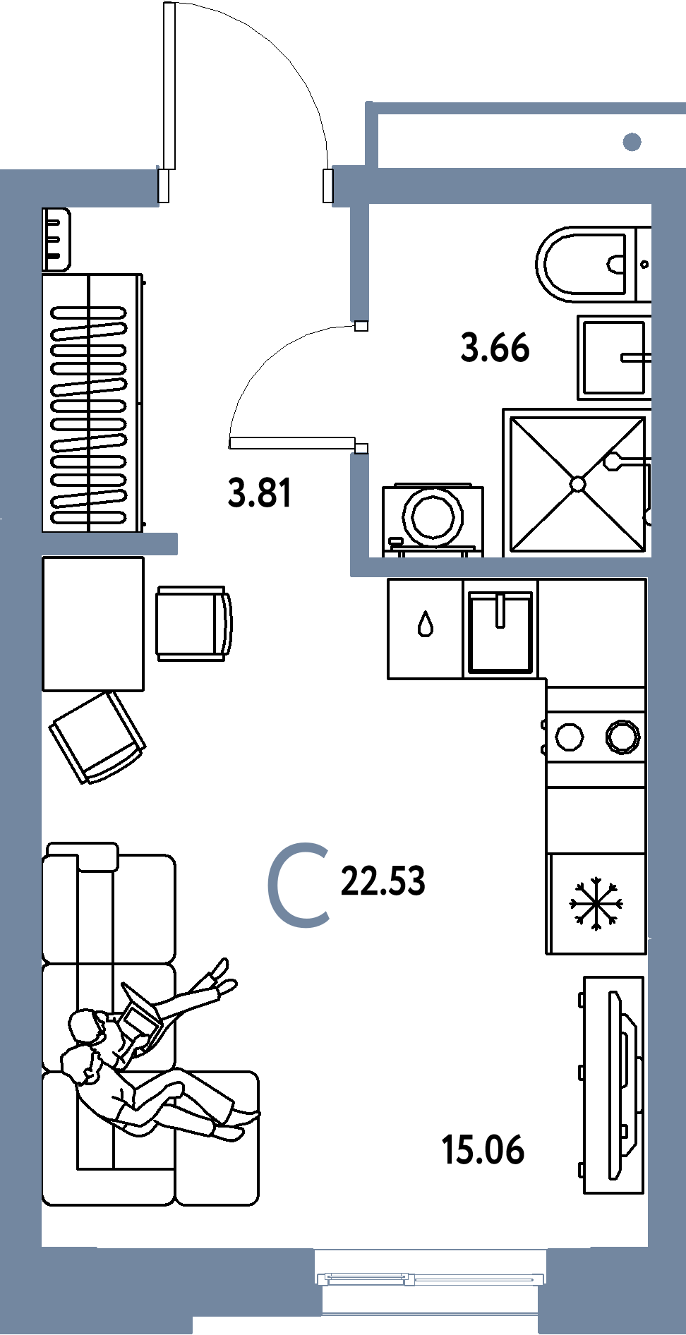 ЖК "Домашний"-Студия 22.53 м²