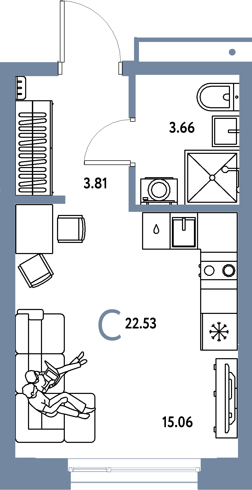 ЖК "Домашний"-Студия 22.53 м²