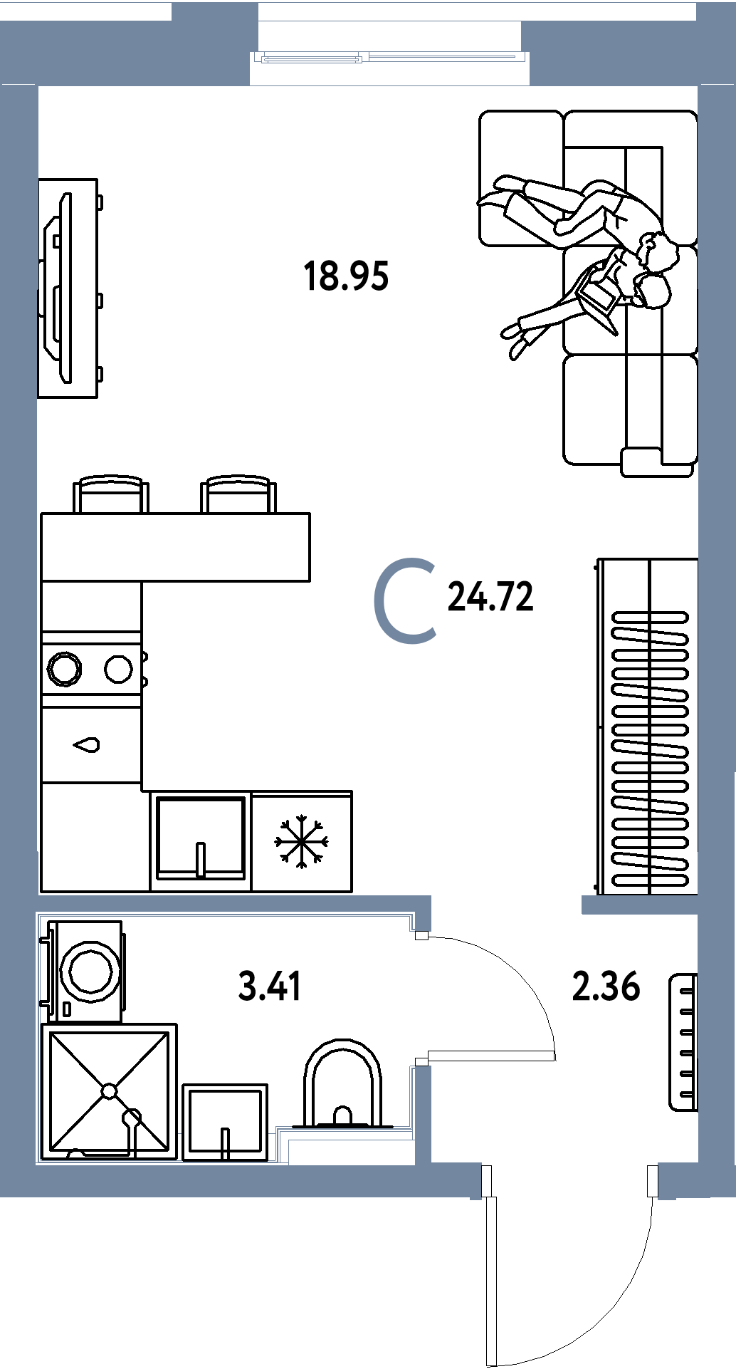 ЖК "Домашний"-Студия 24.72 м²