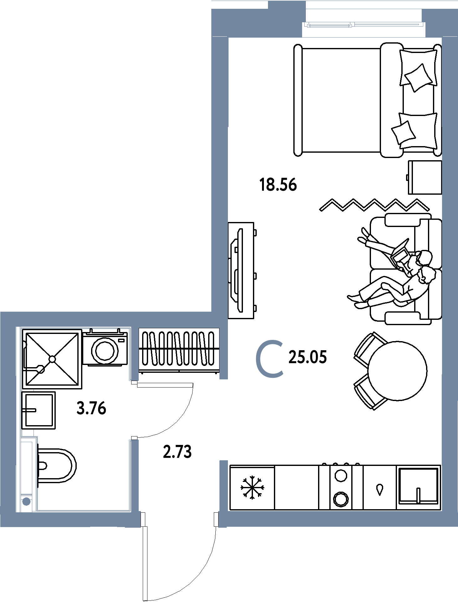 ЖК "Домашний"-Студия 25.05 м²