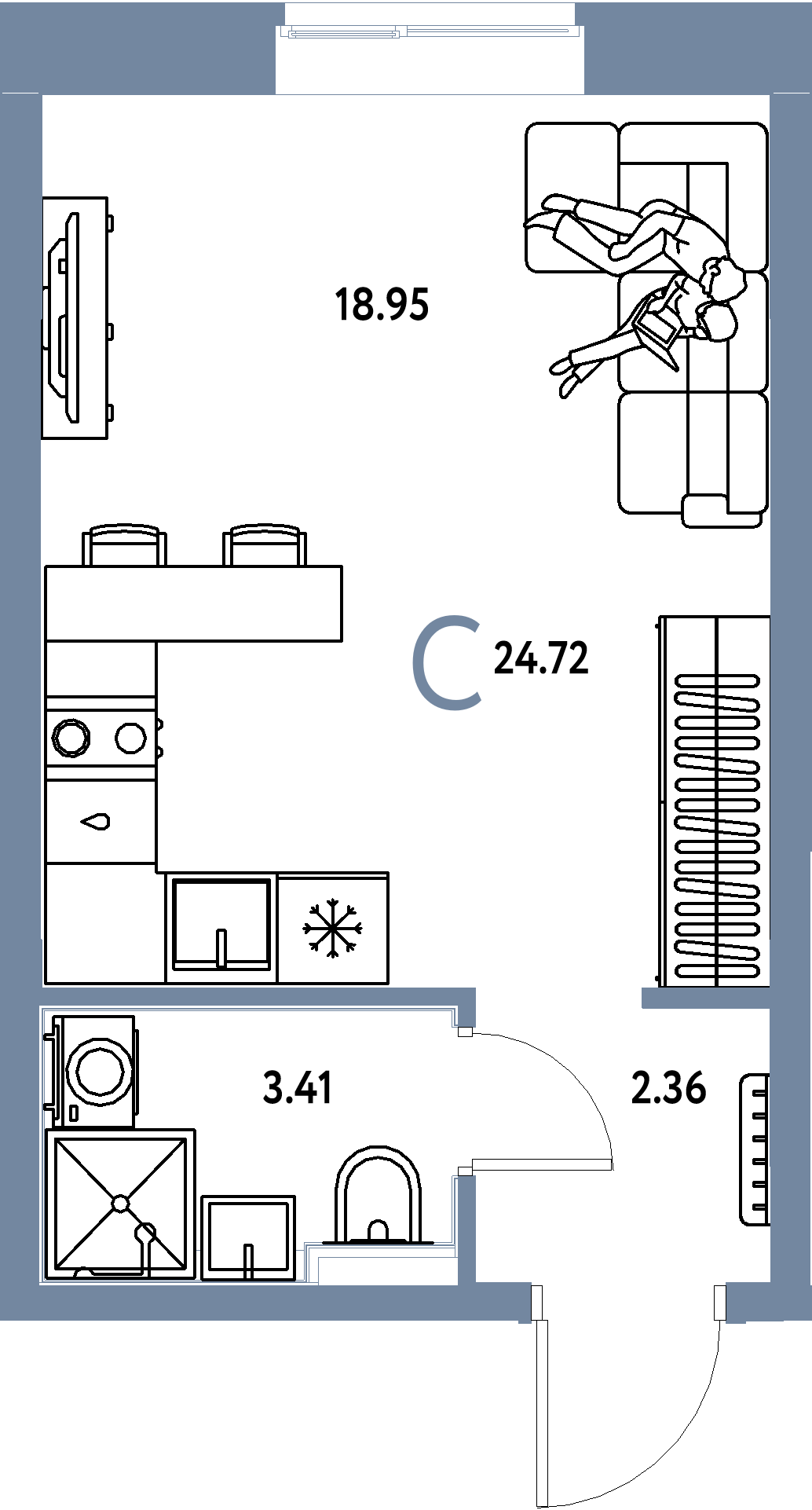 ЖК "Домашний"-Студия 24.72 м²