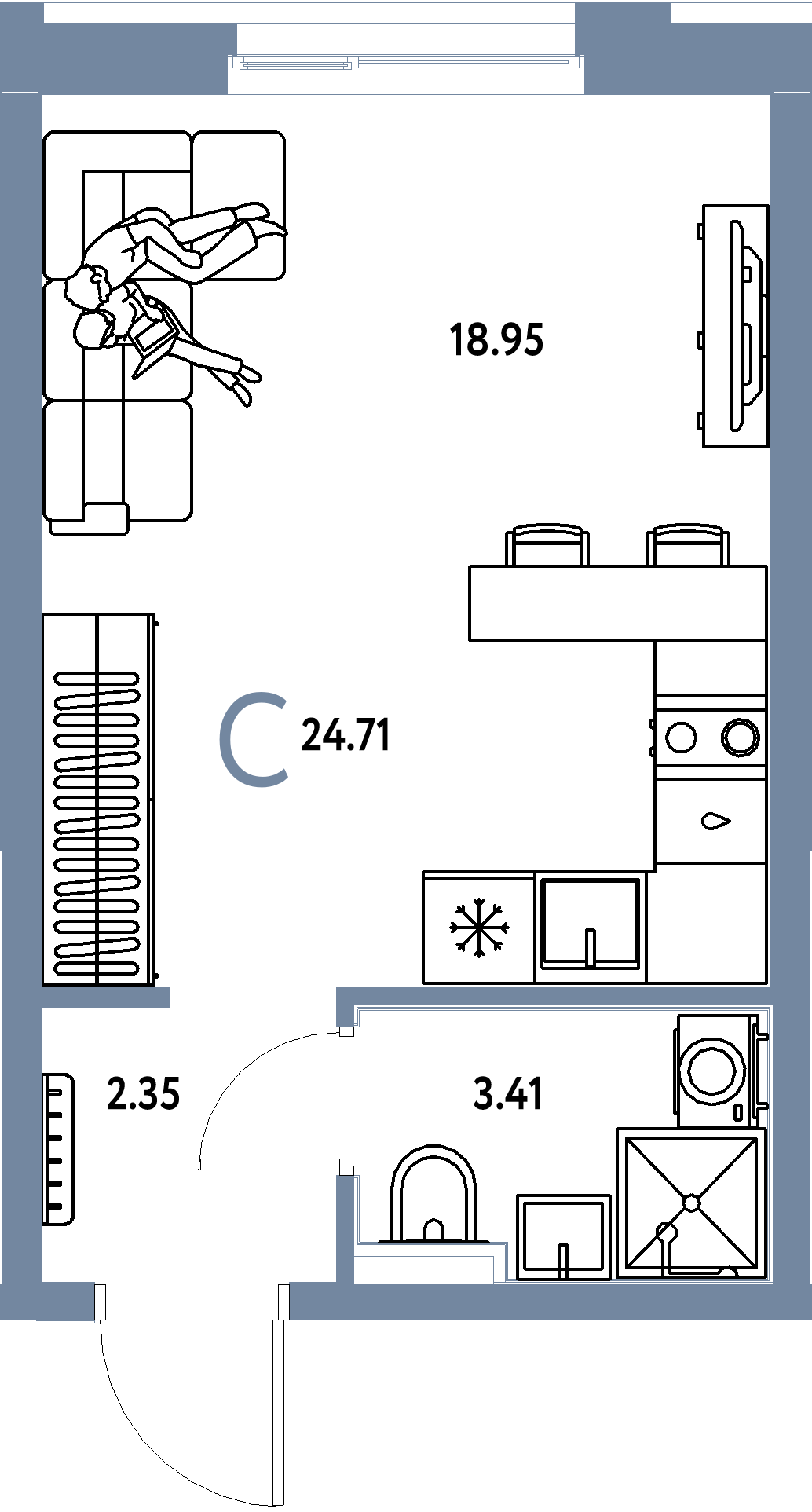 ЖК "Домашний"-Студия 24.71 м²