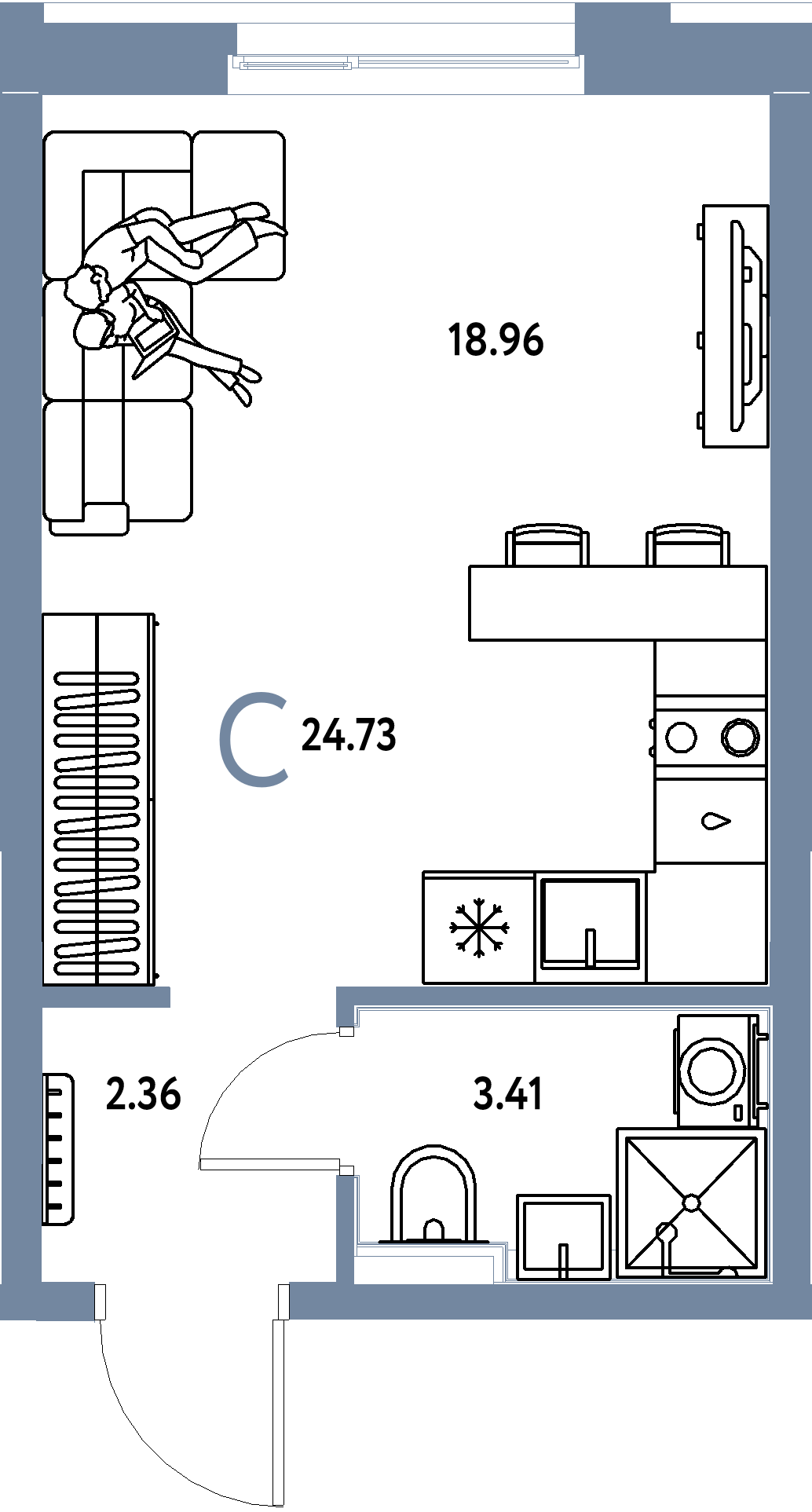 ЖК "Домашний"-Студия 24.73 м²