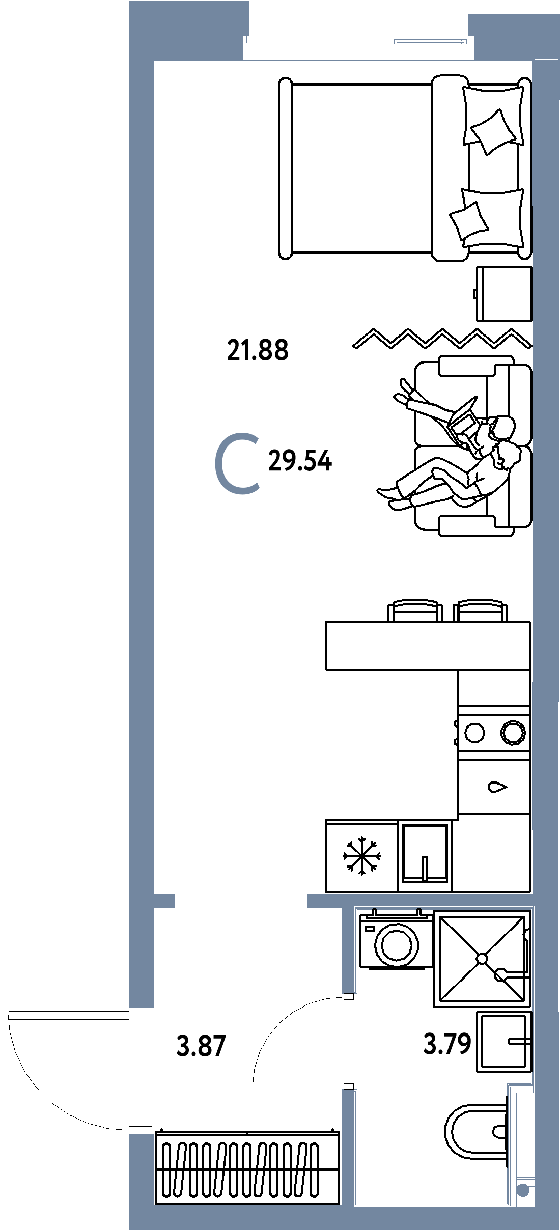 ЖК "Домашний"-Студия 29.54 м²