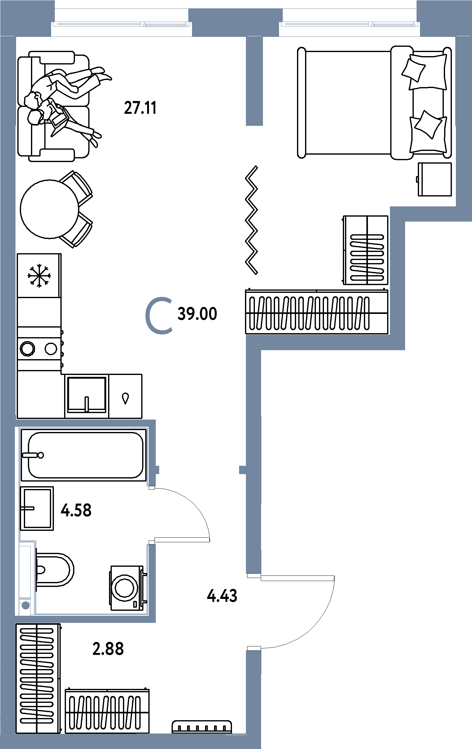 ЖК "Домашний"-Студия 39 м²