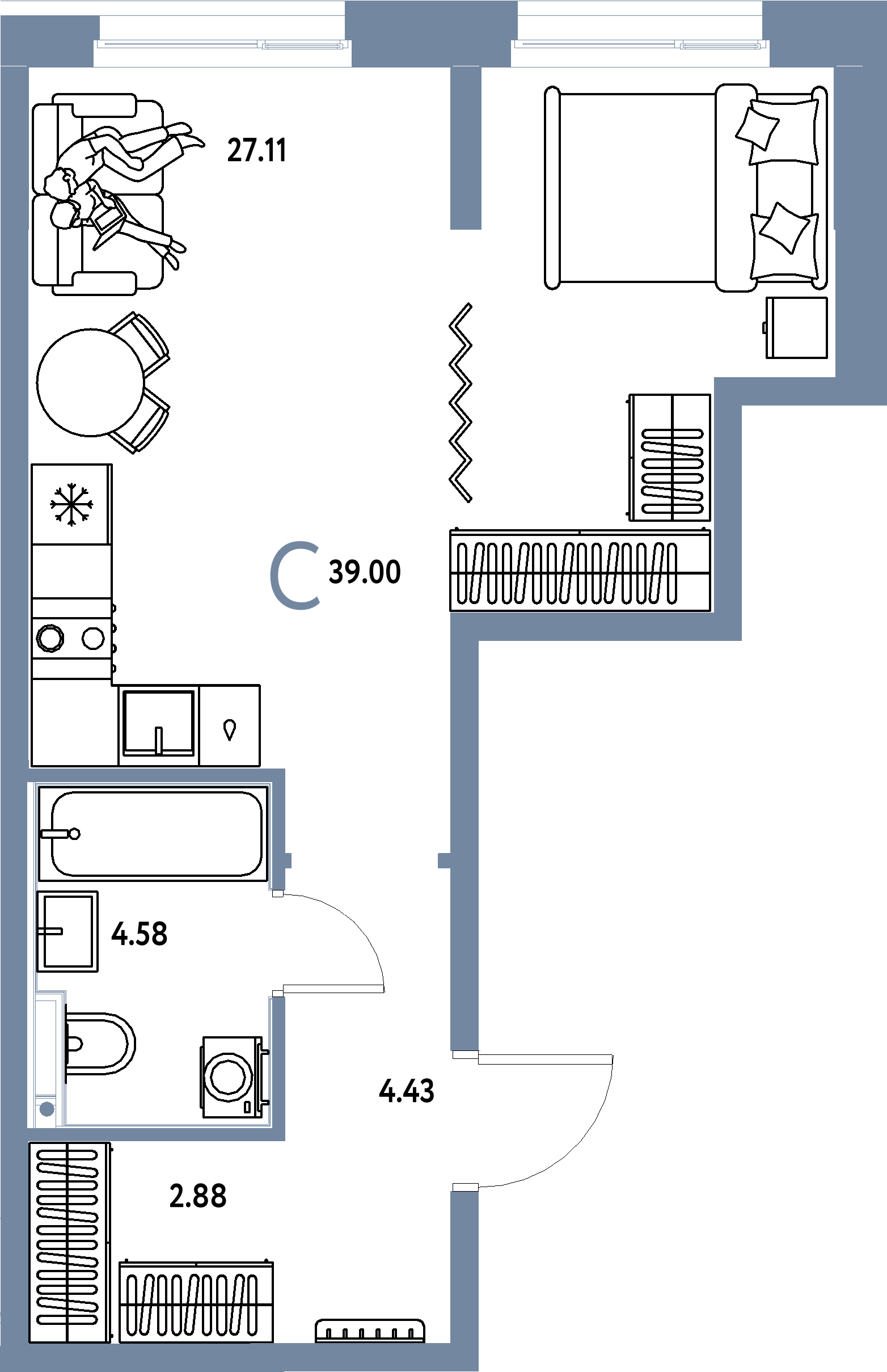 ЖК "Домашний"-Студия 39 м²