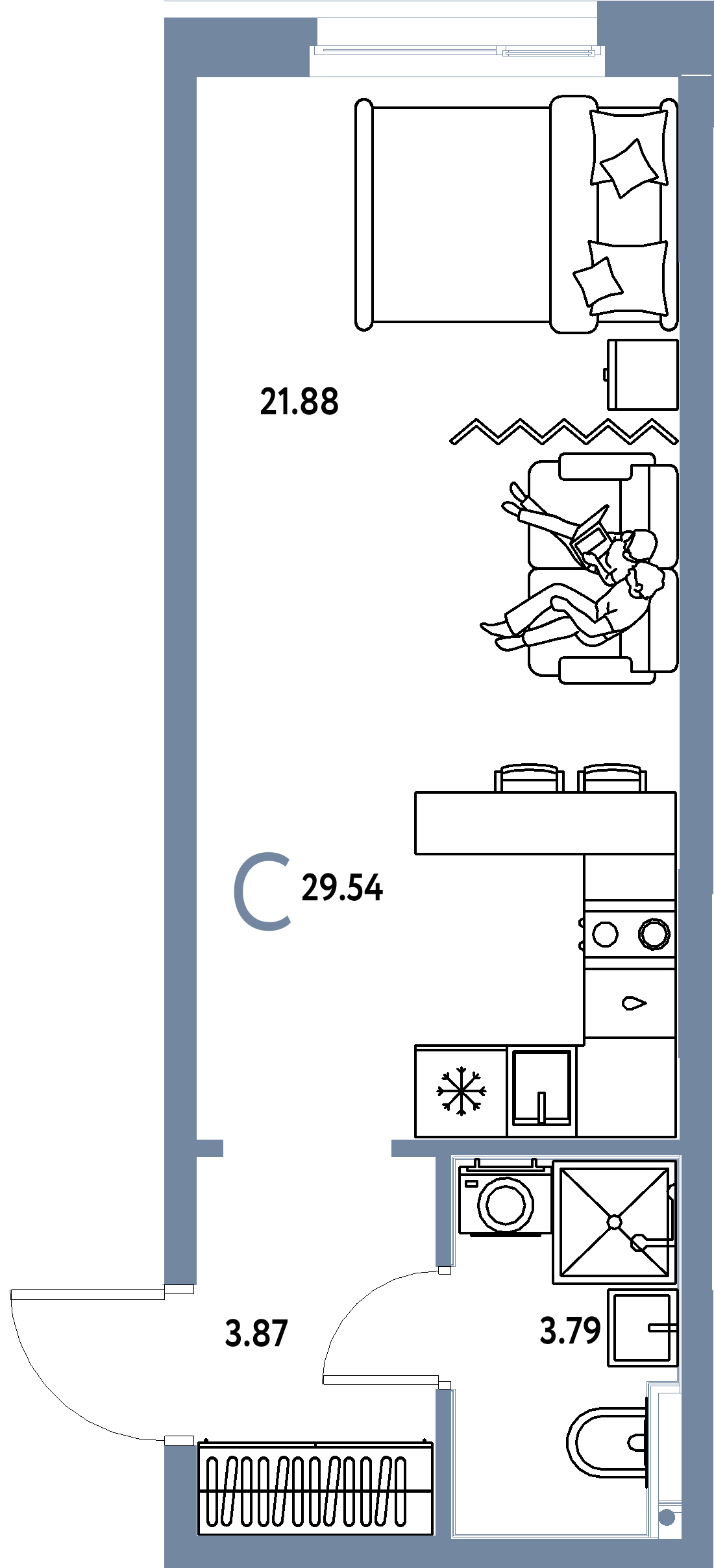 ЖК "Домашний"-Студия 29.54 м²