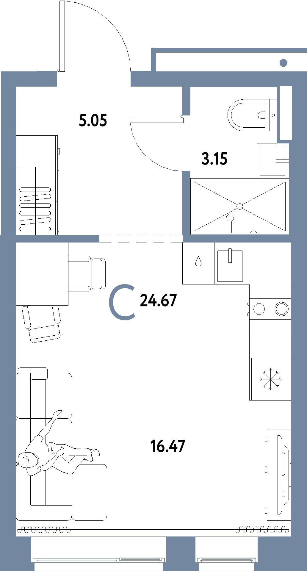 ЖК "Домашний"-Студия 24.67 м²