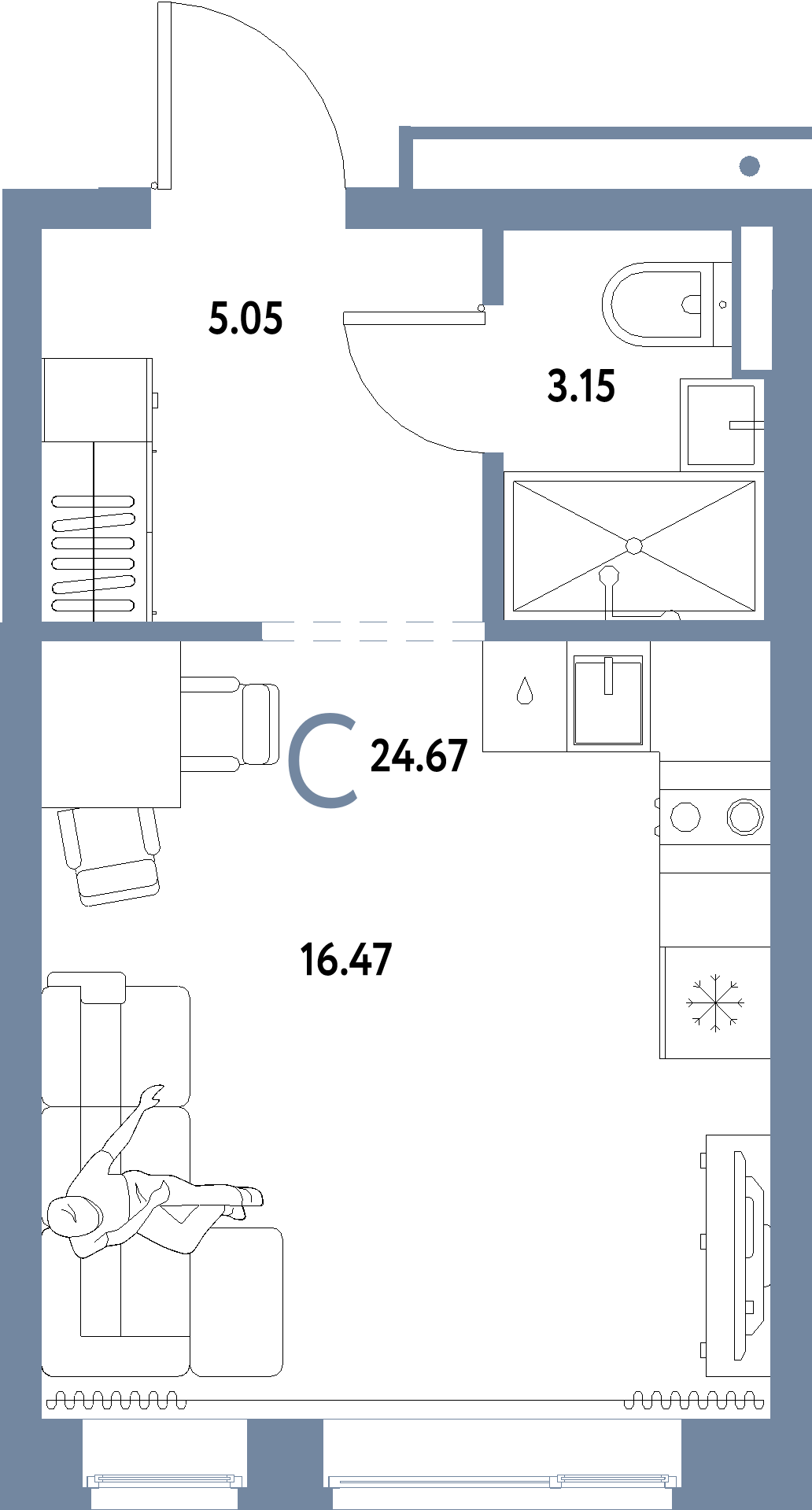 ЖК "Домашний"-Студия 24.67 м²