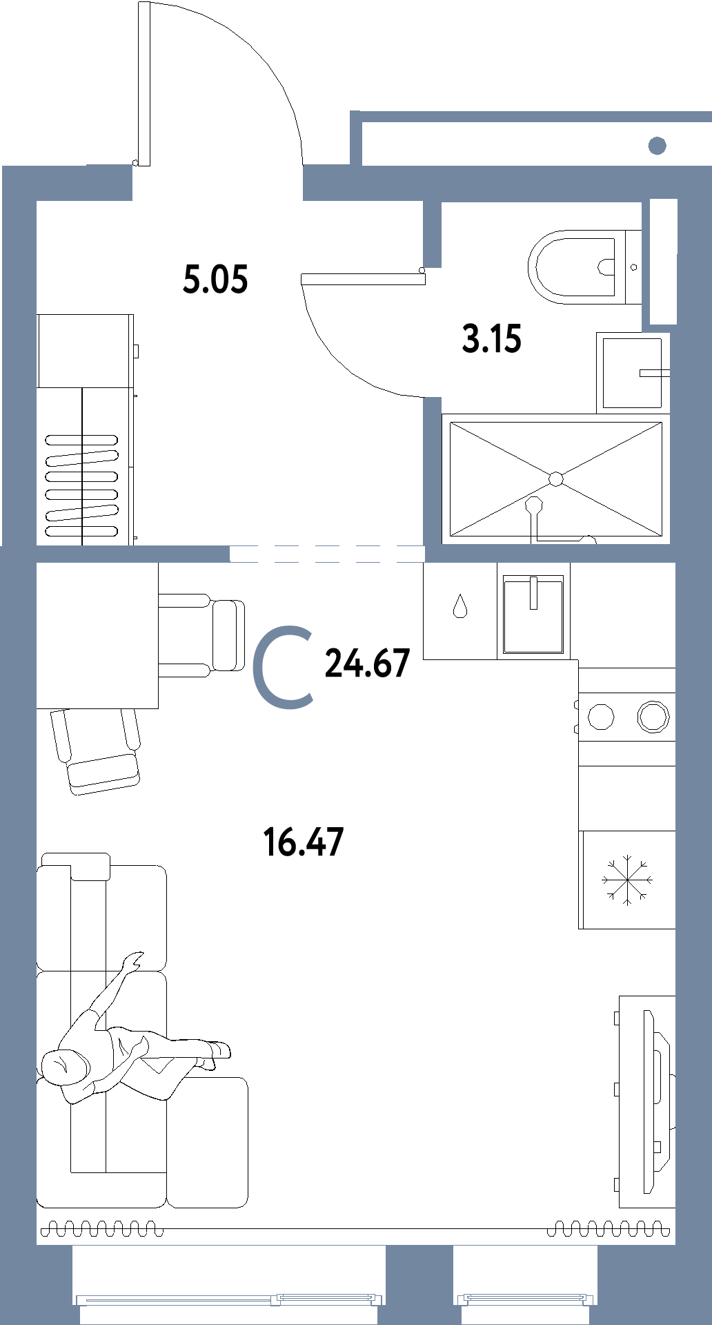 ЖК "Домашний"-Студия 24.67 м²