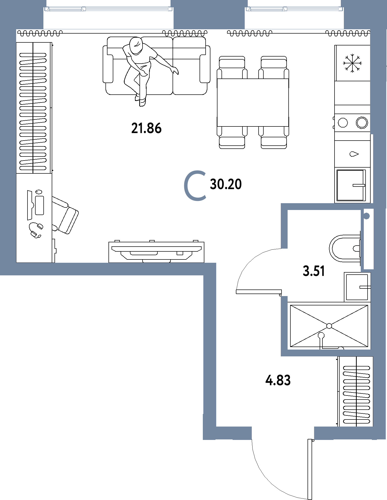 ЖК "Домашний"-Студия 30.2 м²