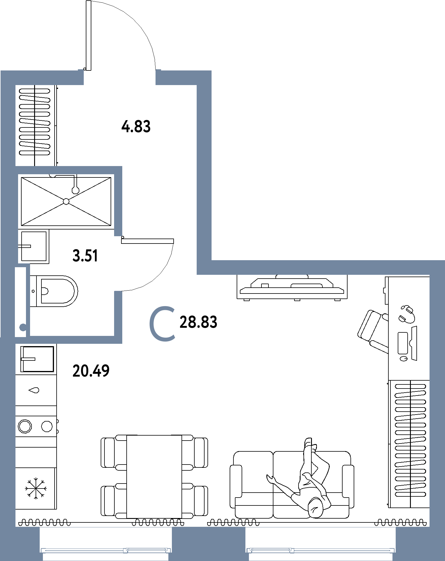 ЖК "Домашний"-Студия 28.83 м²