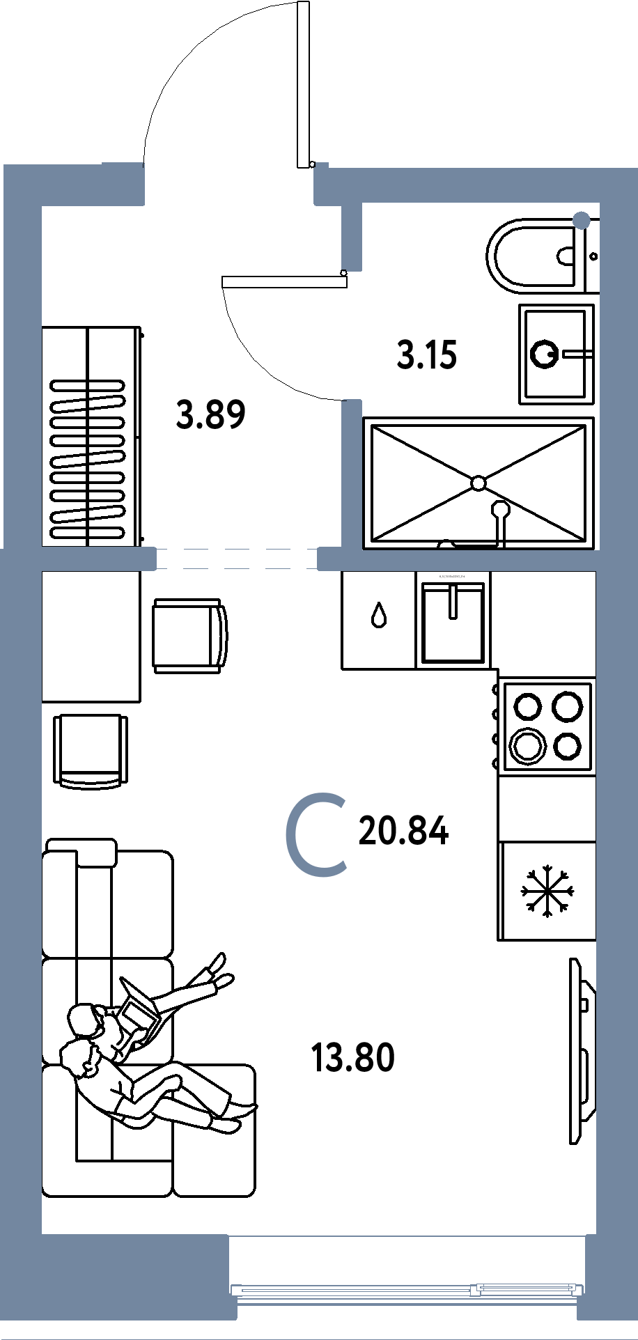 ЖК "Домашний"-Студия 20.84 м²