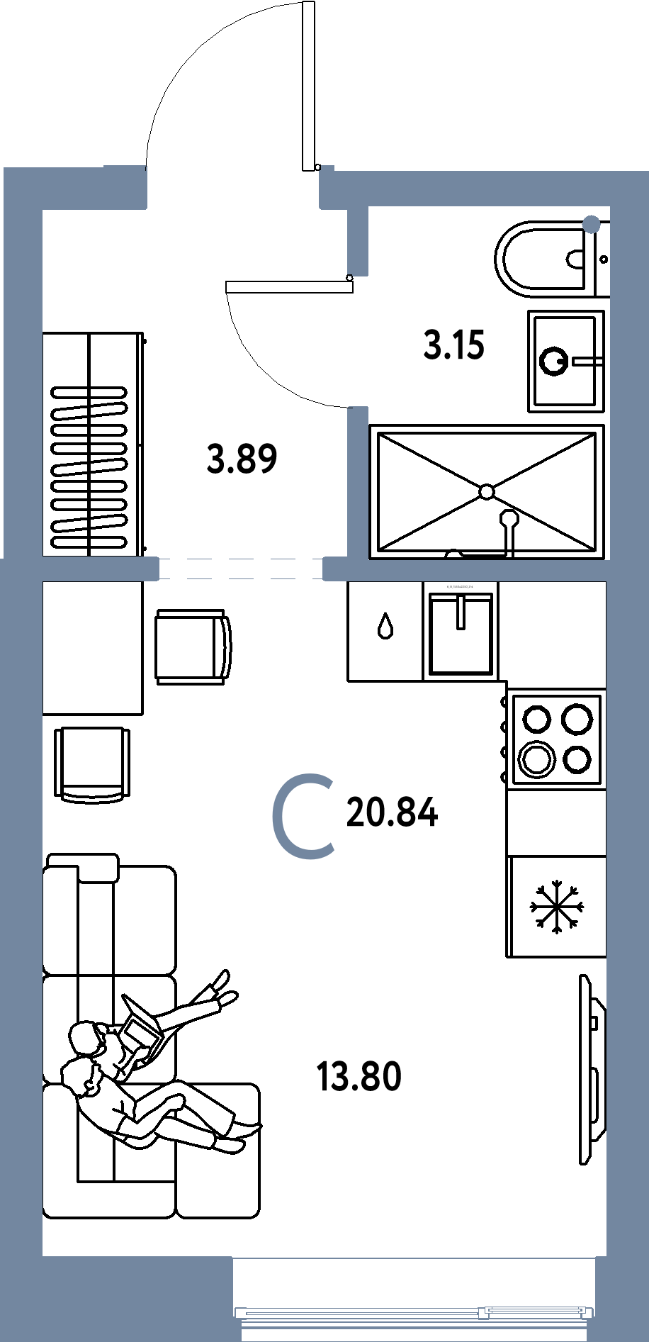 ЖК "Домашний"-Студия 20.84 м²