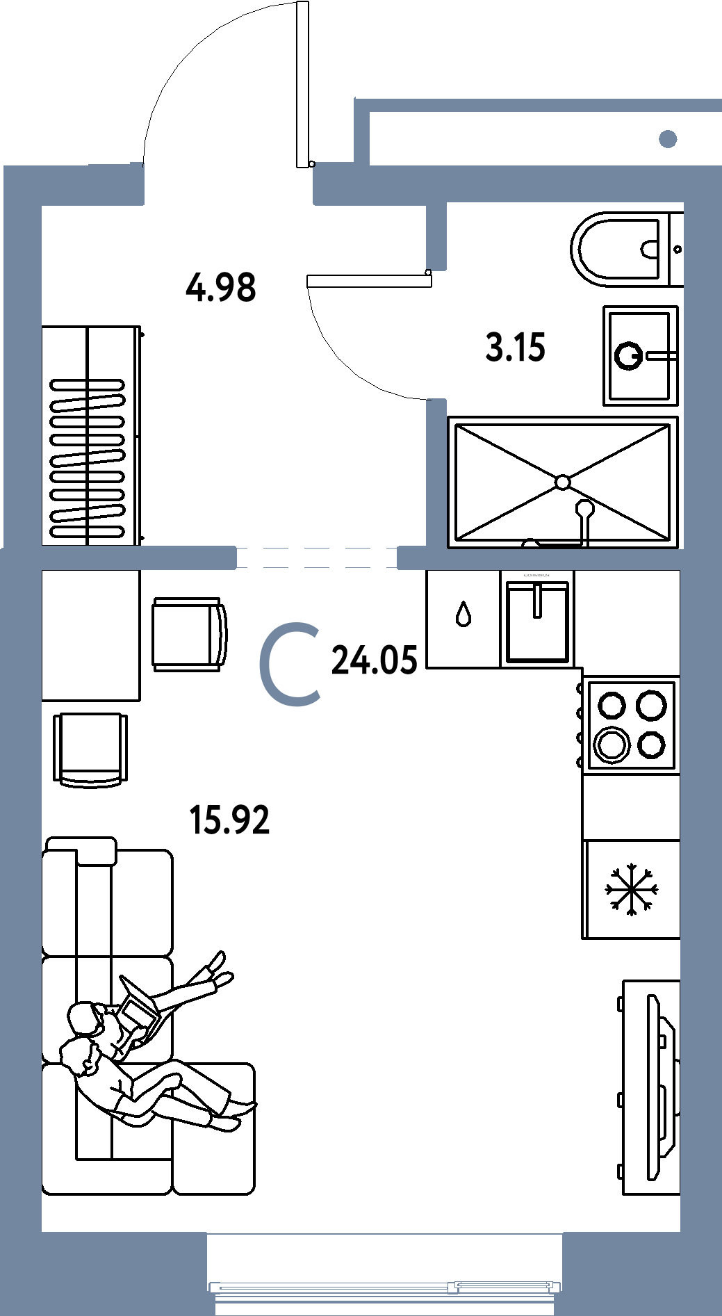 ЖК "Домашний"-Студия 24.05 м²