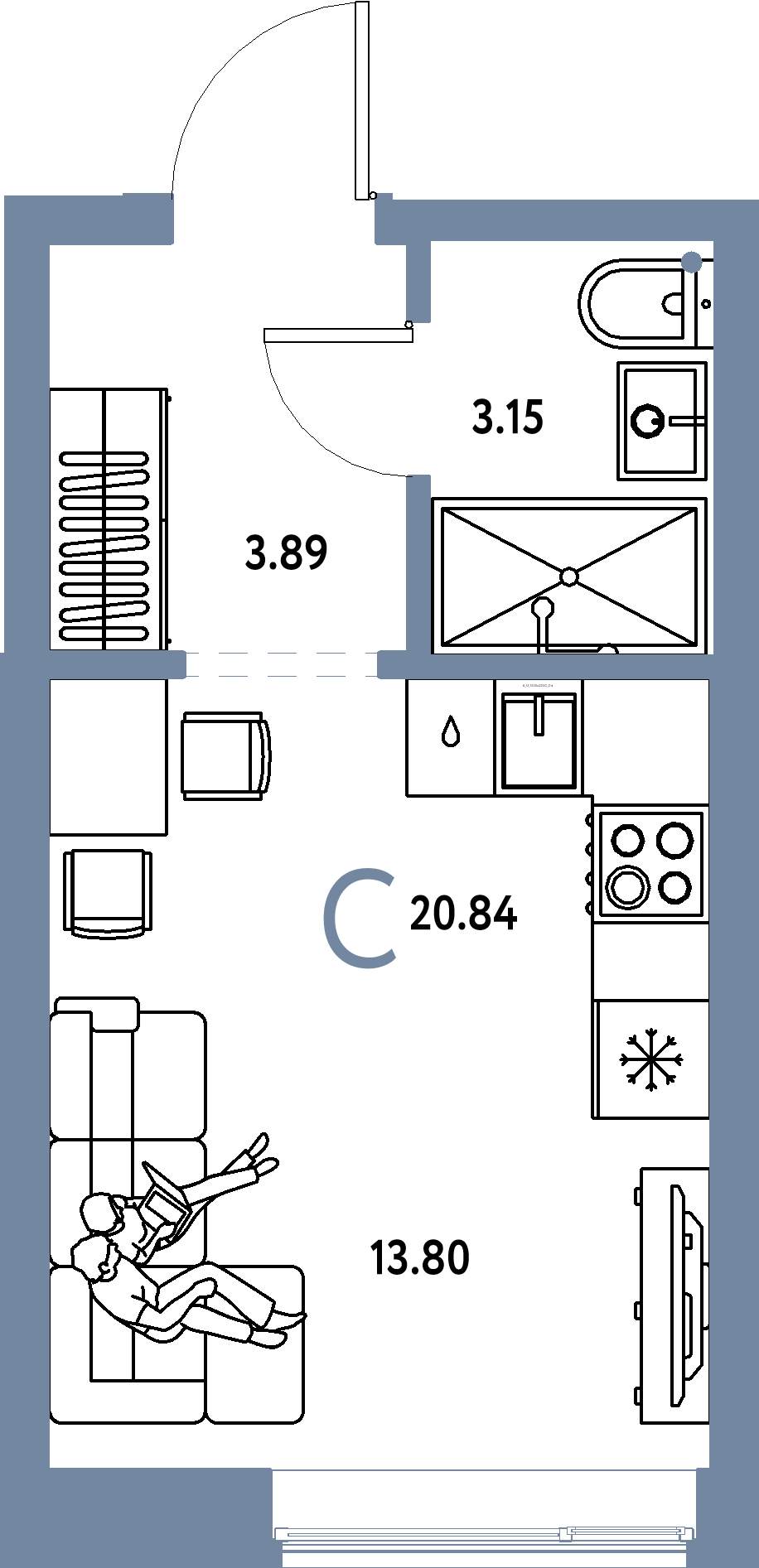 ЖК "Домашний"-Студия 20.84 м²