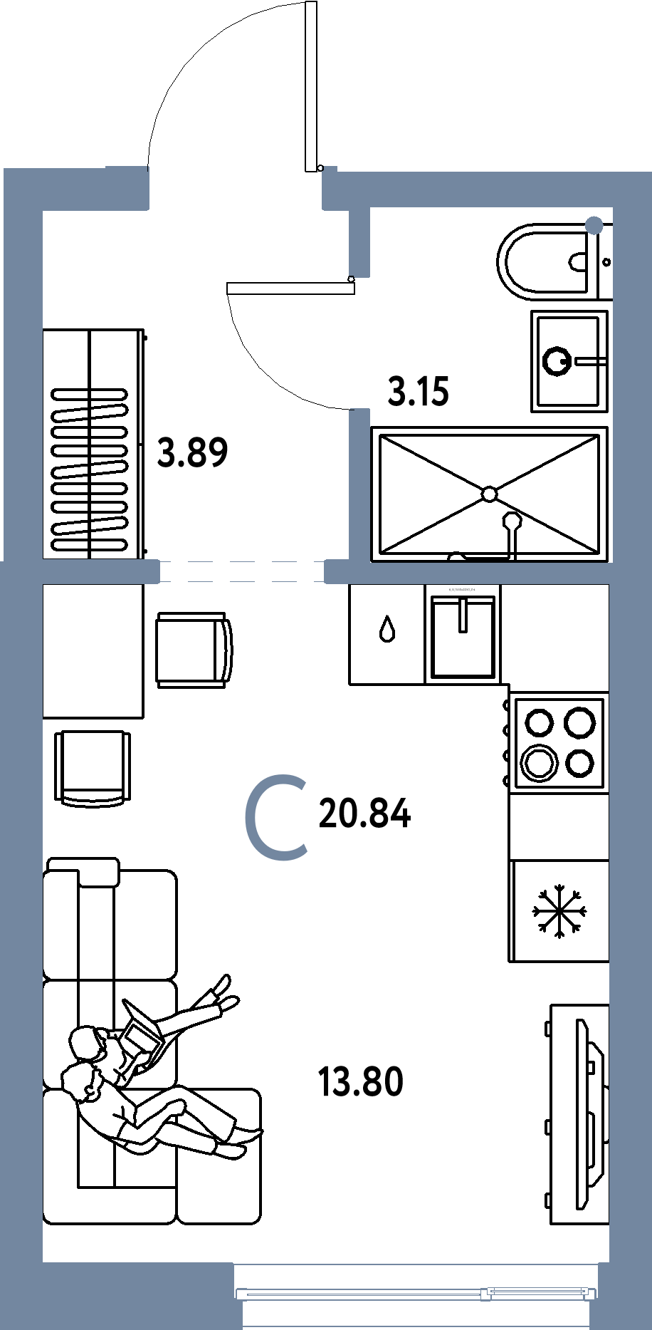 ЖК "Домашний"-Студия 20.84 м²