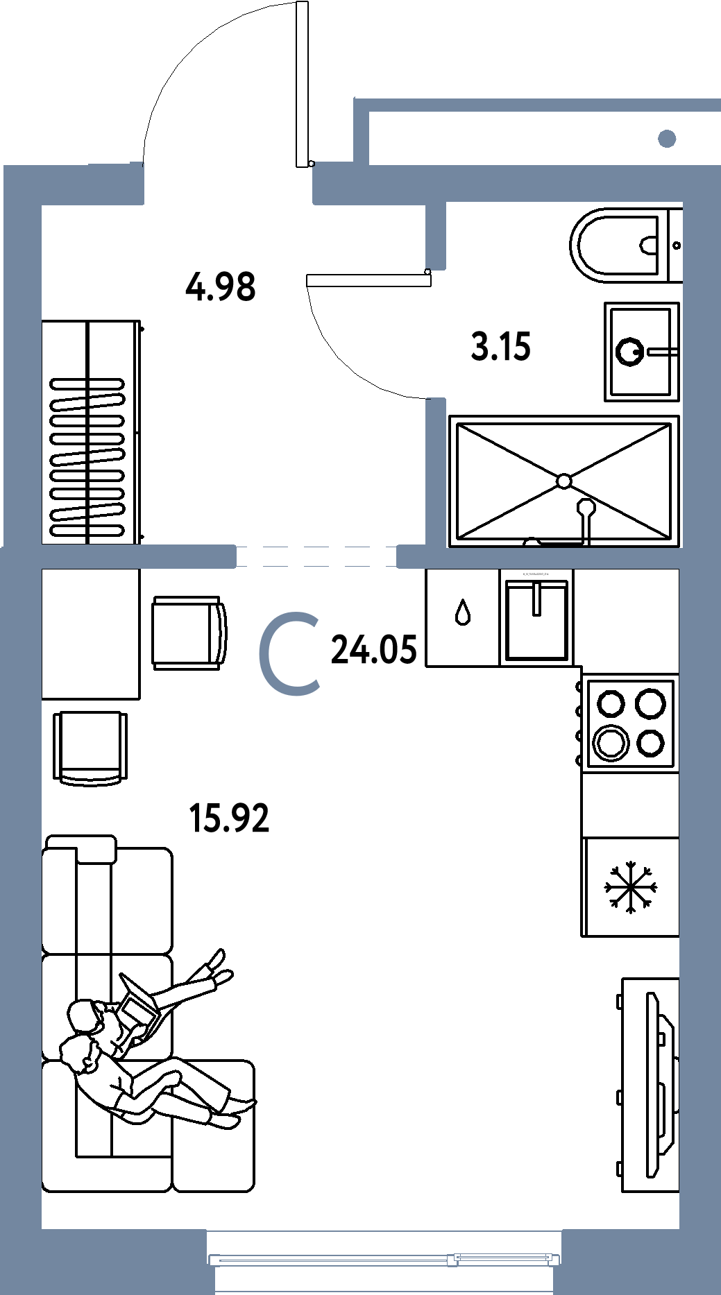 ЖК "Домашний"-Студия 24.05 м²
