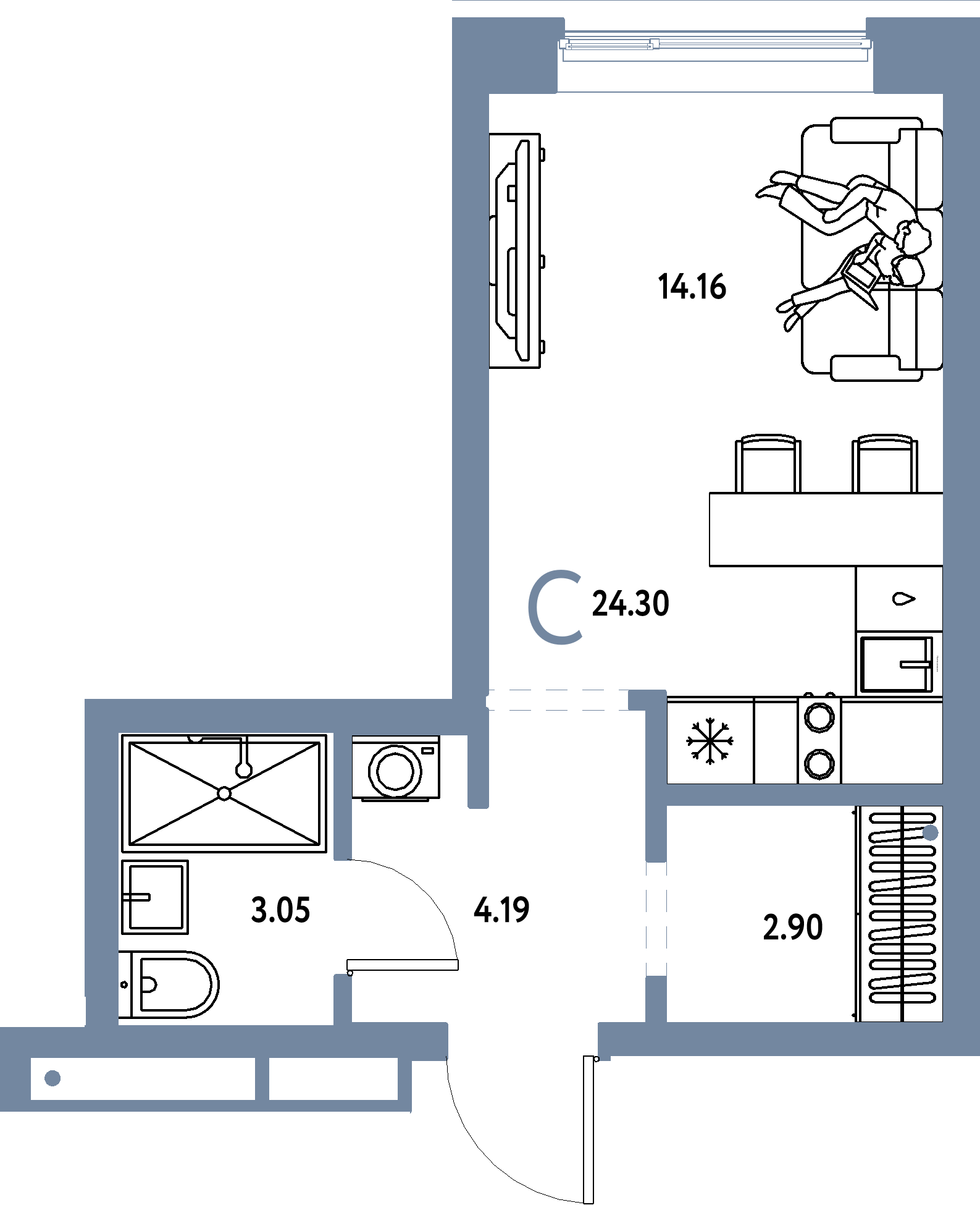 ЖК "Домашний"-Студия 24.3 м²