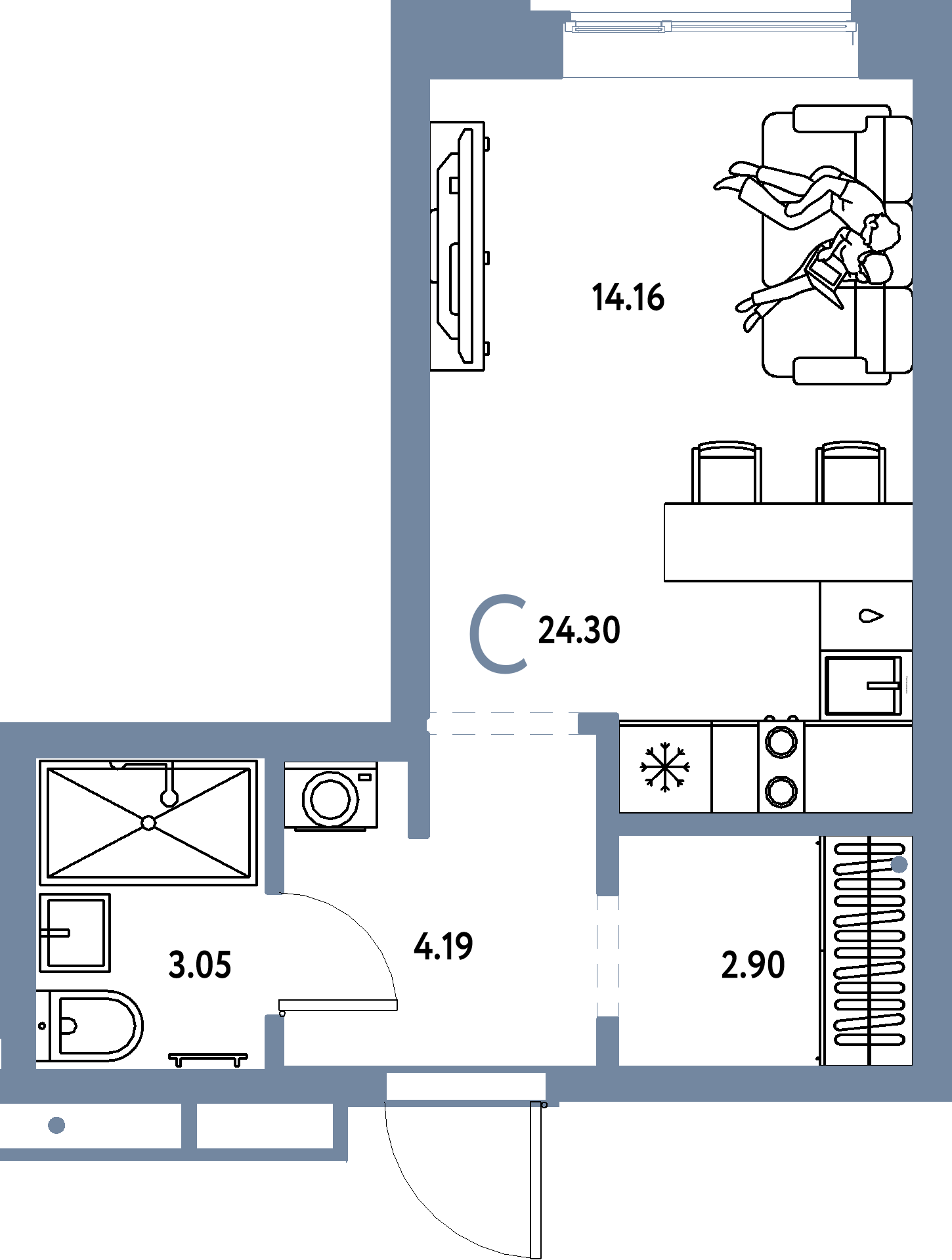 ЖК "Домашний"-Студия 24.3 м²