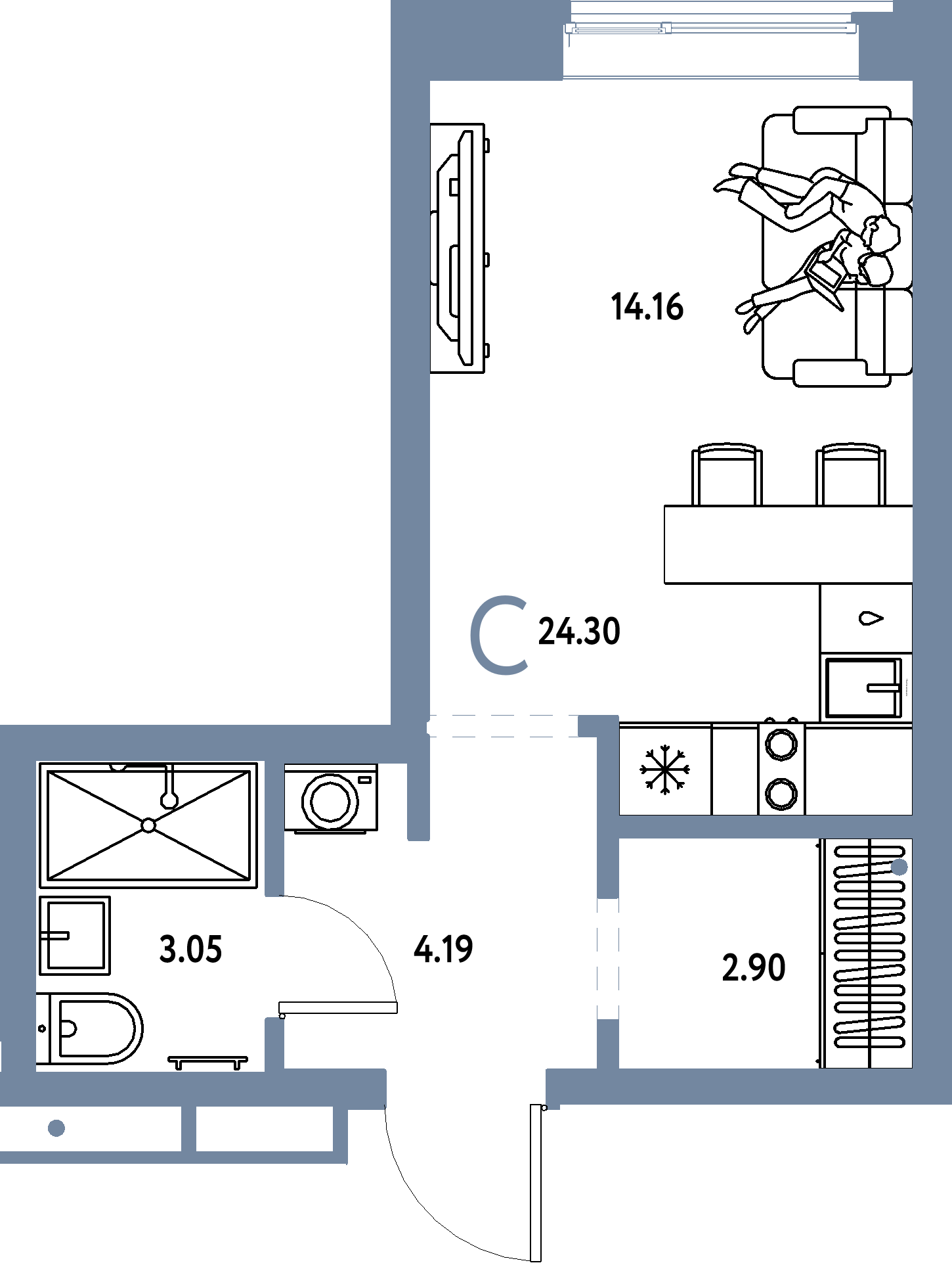 ЖК "Домашний"-Студия 24.3 м²