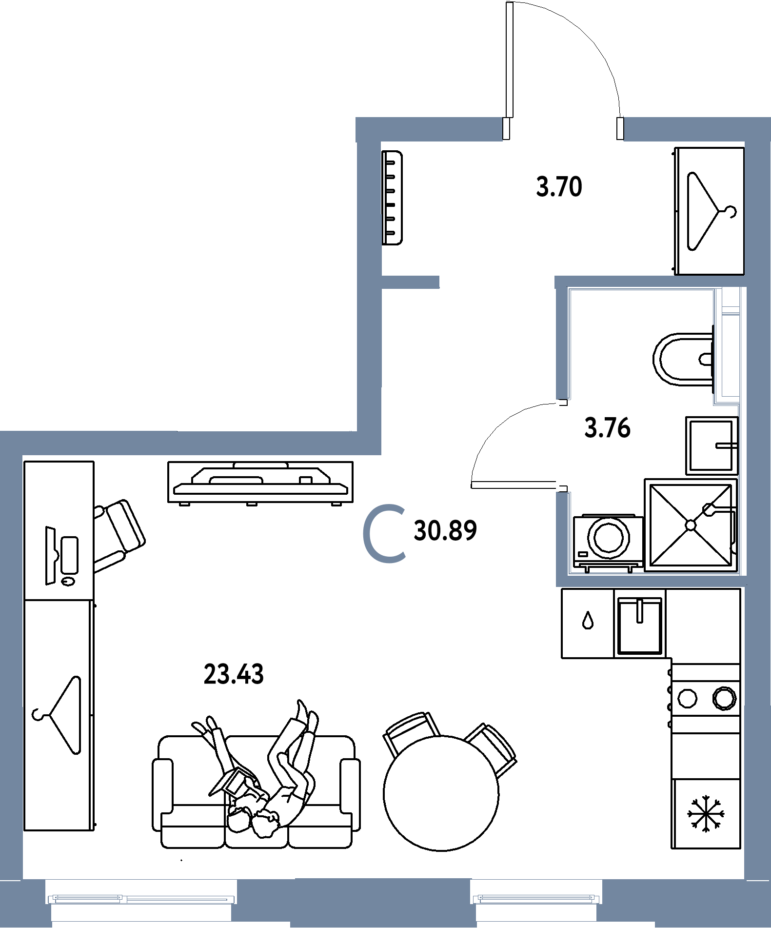 ЖК "Европейский берег 2.0"-Студия 30.89 м²