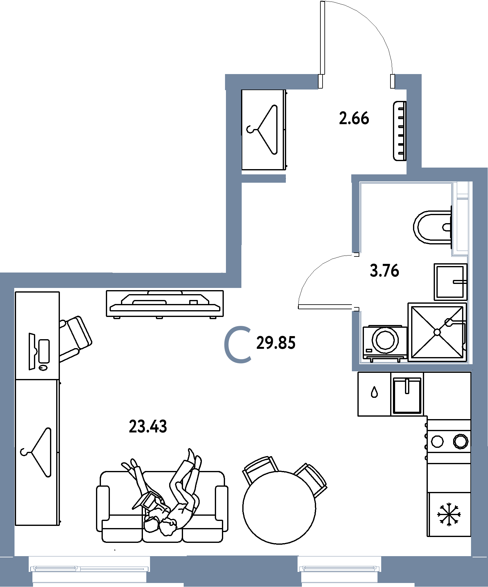 ЖК "Европейский берег 2.0"-Студия 29.85 м²