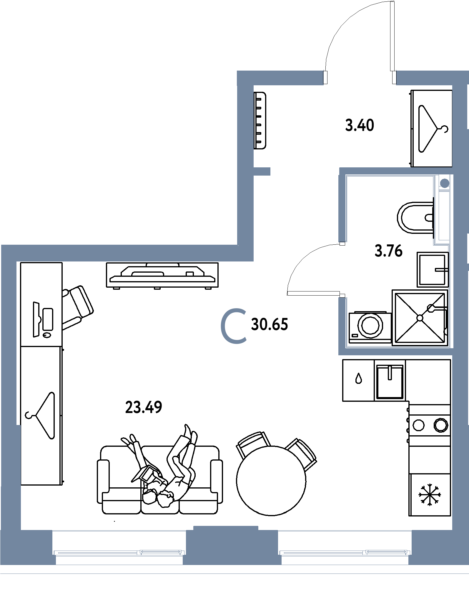 ЖК "Европейский берег 2.0"-Студия 30.65 м²