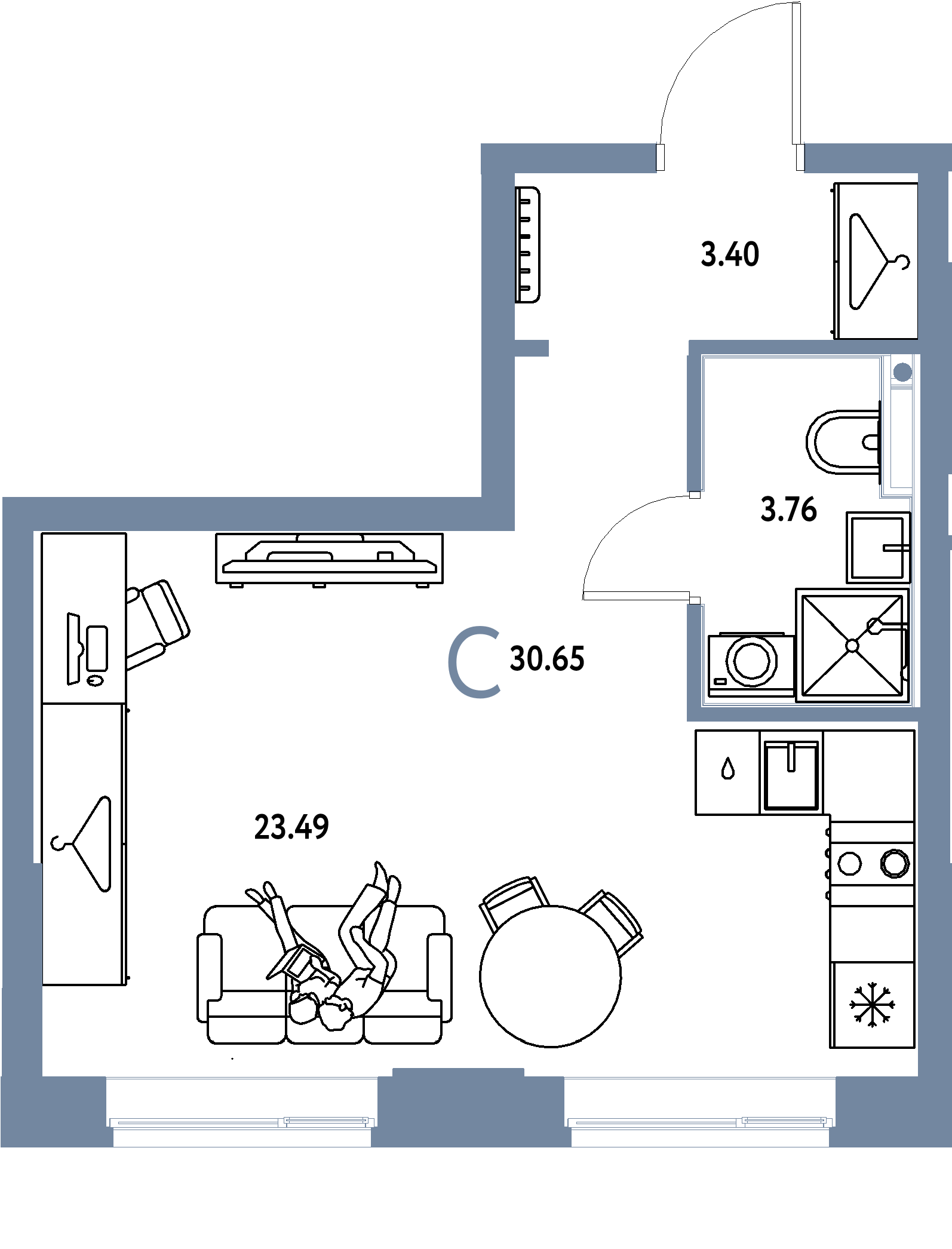 ЖК "Европейский берег 2.0"-Студия 30.65 м²