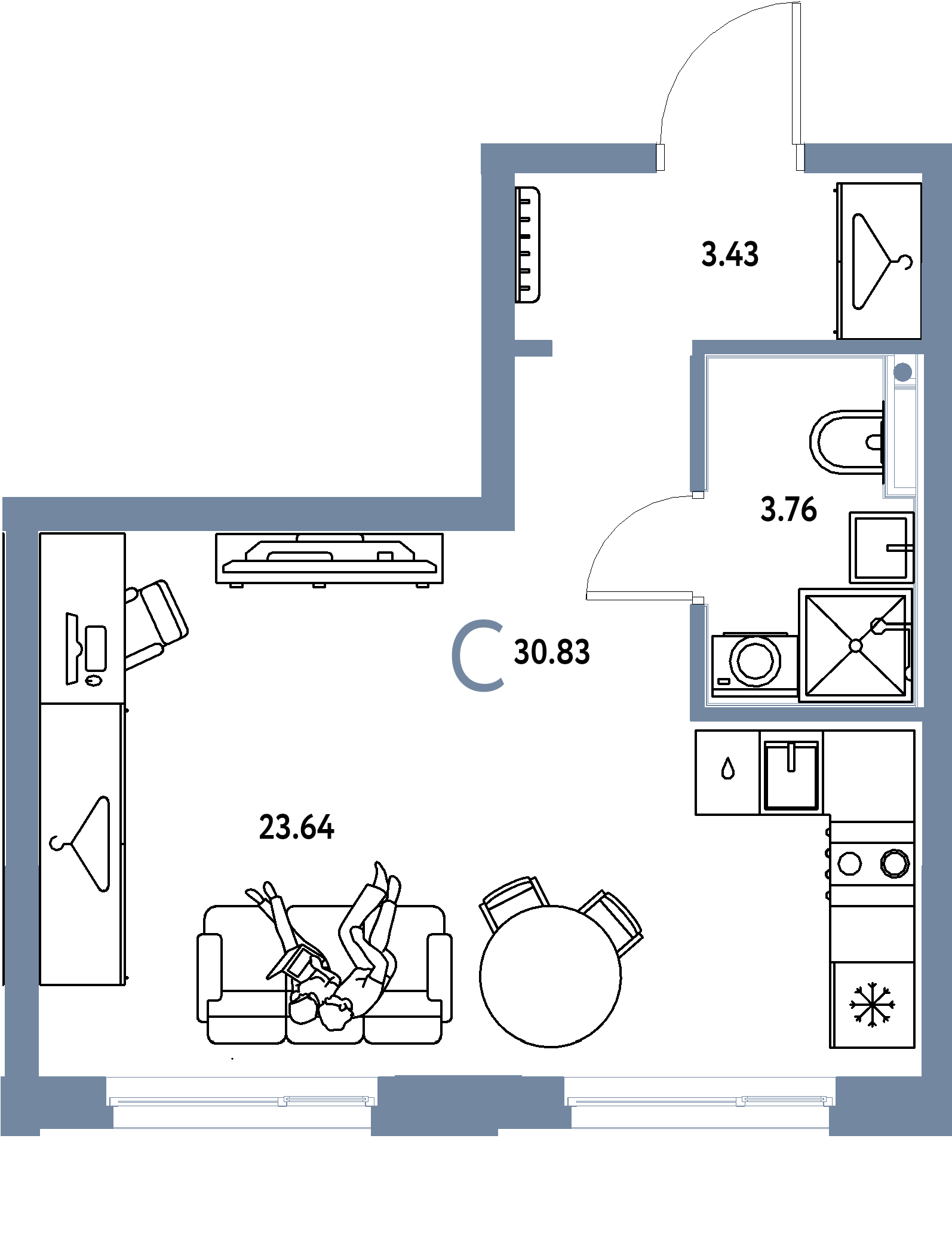 ЖК "Европейский берег 2.0"-Студия 30.83 м²