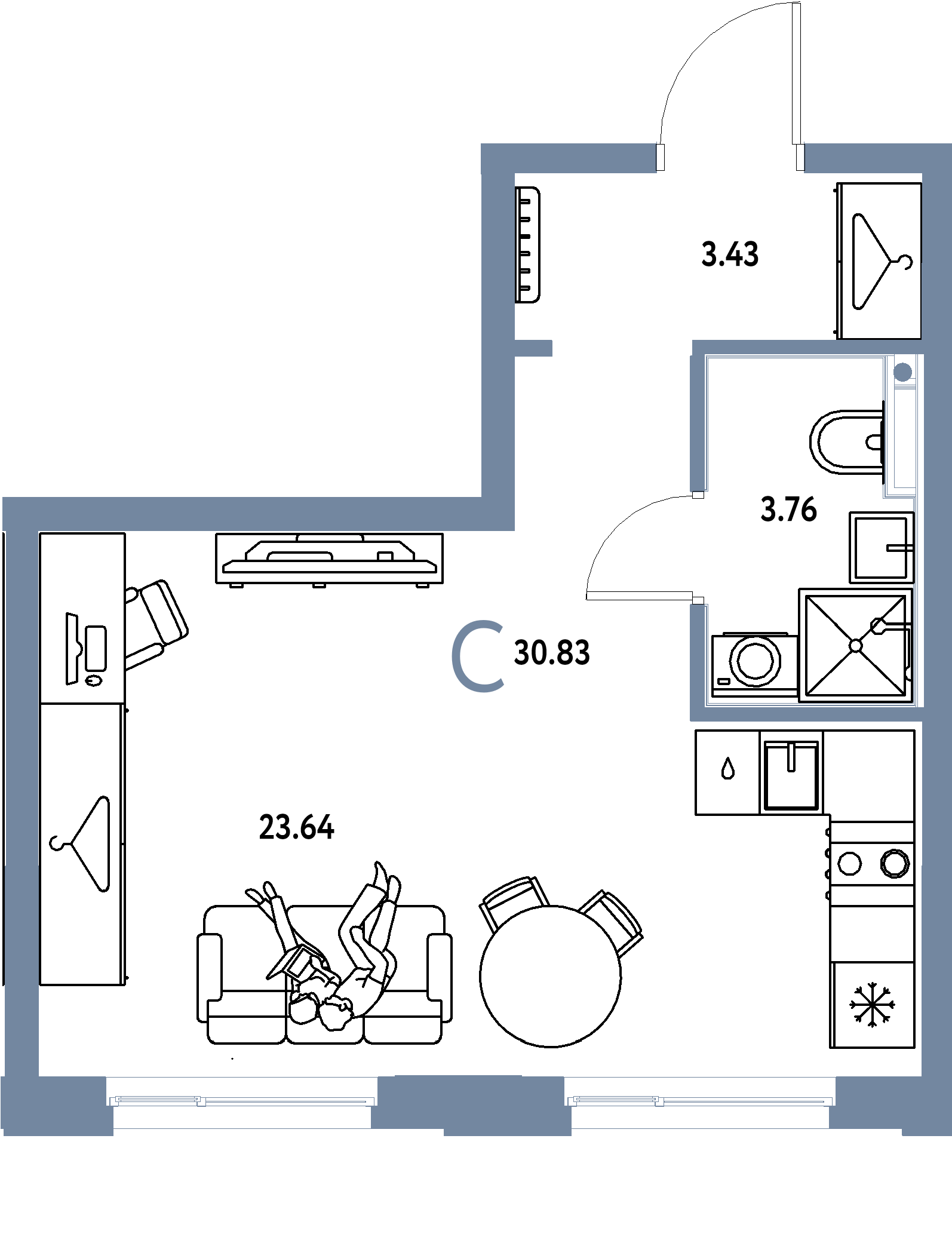 ЖК "Европейский берег 2.0"-Студия 30.83 м²